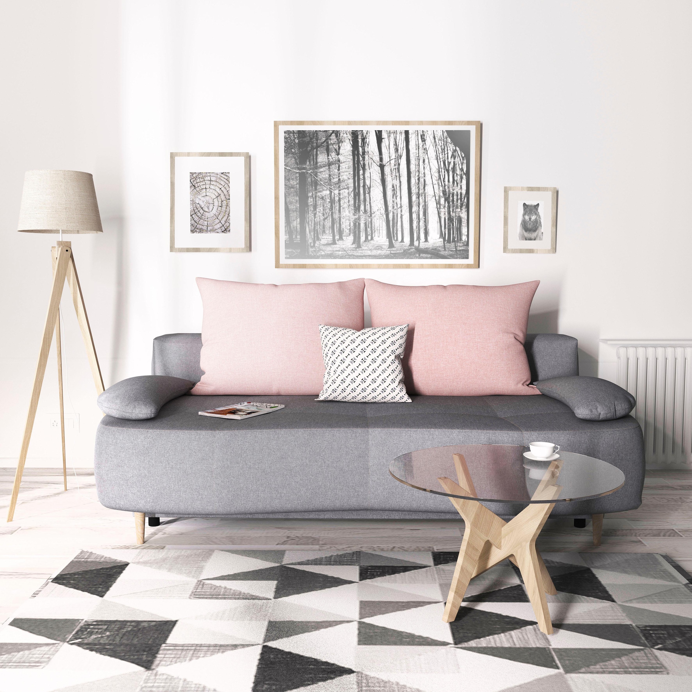 Home affaire Schlafsofa »Alina«, mit Bettfunktion und Bettkasten, Federkern, losen Kissen