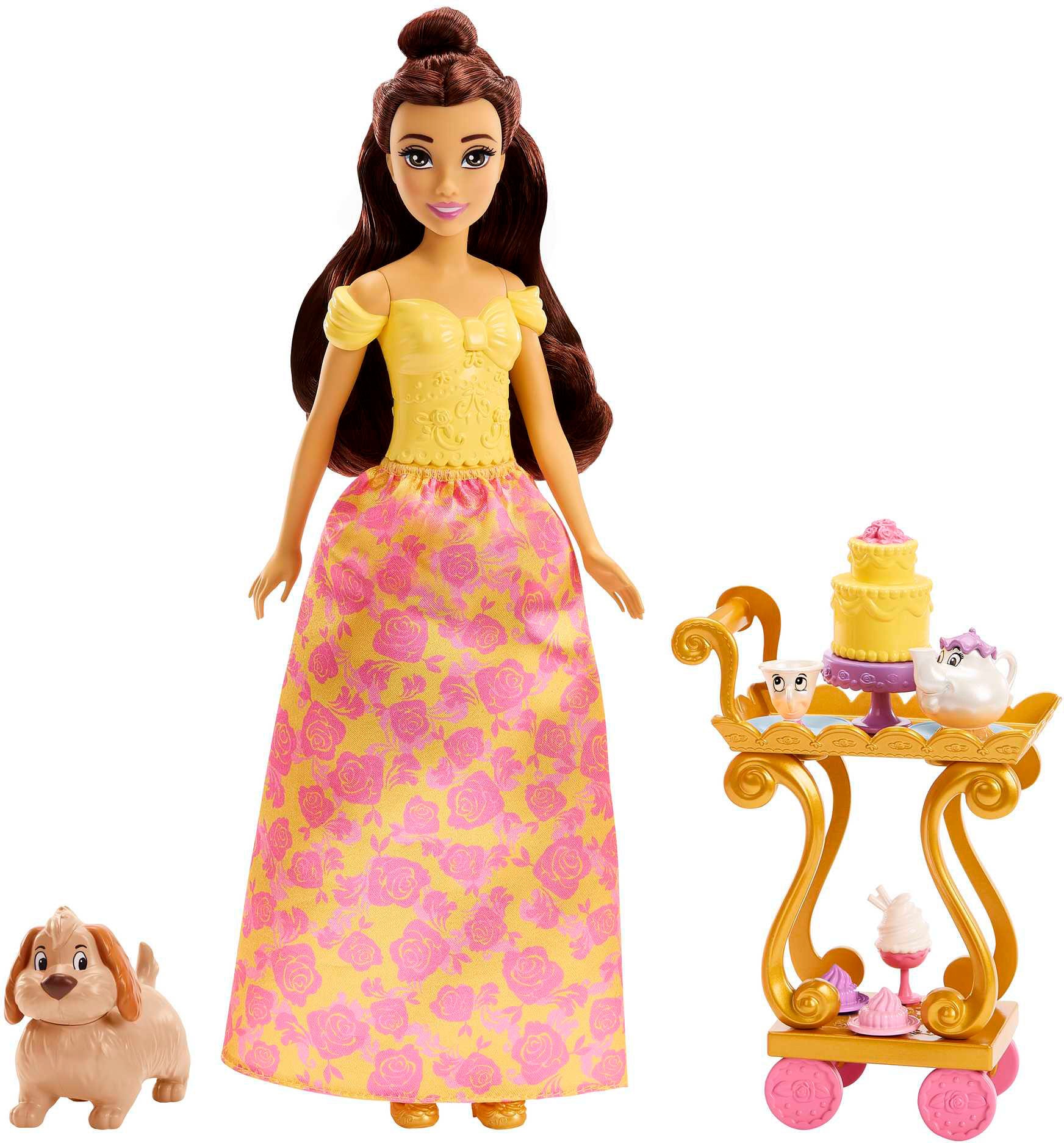 Mattel® Anziehpuppe »Disney Prinzessin, Belles Teewagen Spielset«, inklusive Puppe