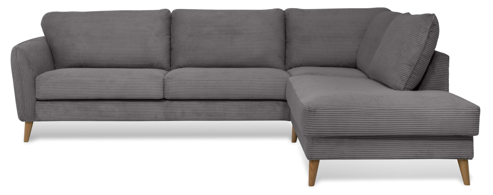 Home affaire Ecksofa »MARSEILLE 278/202 cm, L-Form, Ottom. rechts/links«, Massivholzbeine aus Eiche, in verschieden Bezügen und Farbvarianten