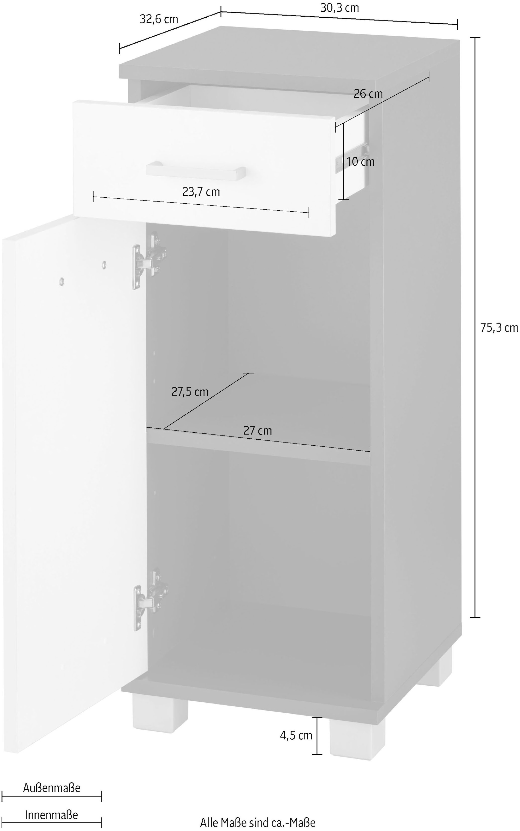Schildmeyer Unterschrank »Mobes«, Breite/Höhe: beidseitig 30,3/75,3 montierbar cm, Türen auf kaufen Rechnung