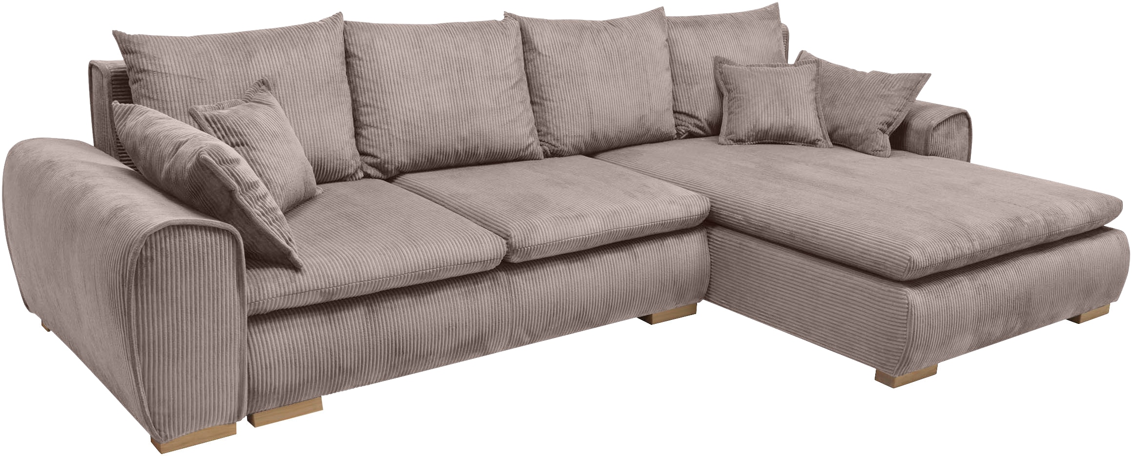 Home affaire Ecksofa »Katja L-Form, B: 325 cm - OTTO. Verlässliche Qualität.« Bettfunktion, Bettkasten & 4 Zierkissen