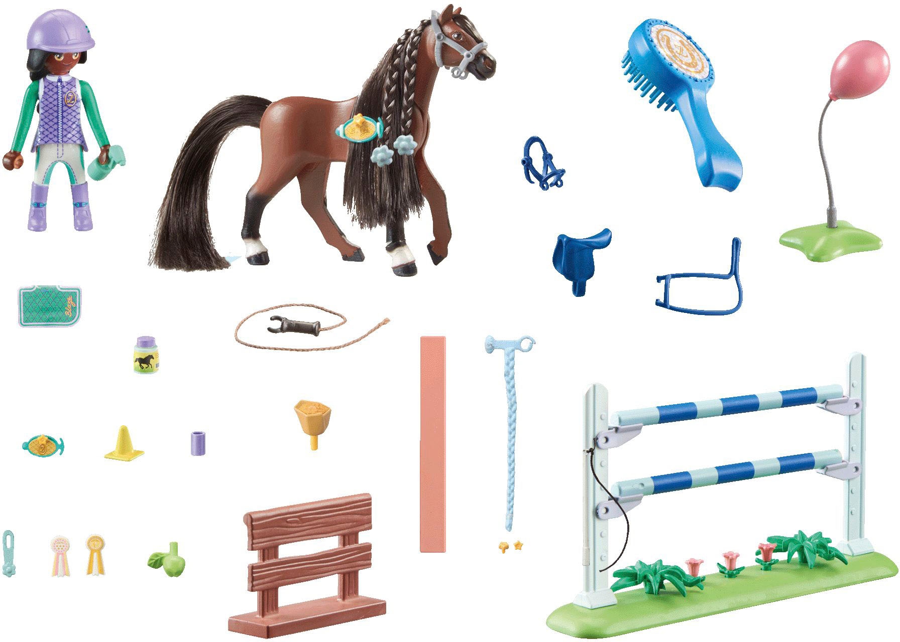Playmobil® Konstruktions-Spielset »Zoe & Blaze mit Turnierparcours (71355), Horses of Waterfall« teilweise aus recyceltem Material