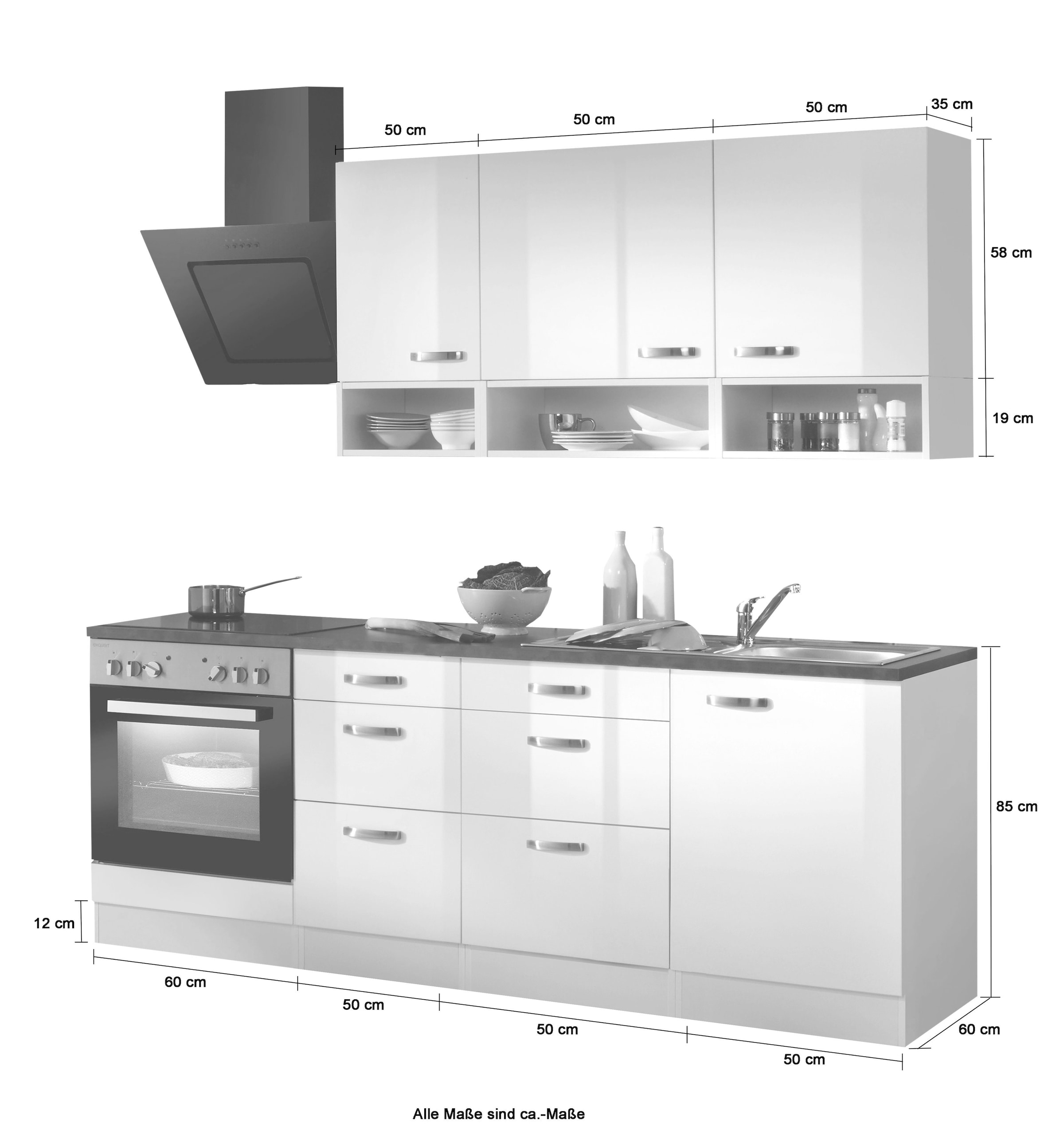 OPTIFIT Küchenzeile »Lagos«, mit E-Geräte, Breite 210 cm