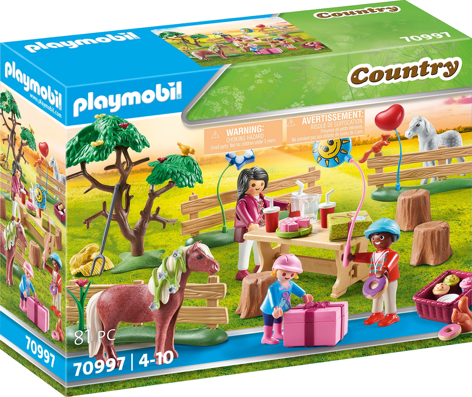 Playmobil® Konstruktions-Spielset »Kindergeburtstag auf dem Ponyhof (70997), Country«, (81 St.), Made in Europe