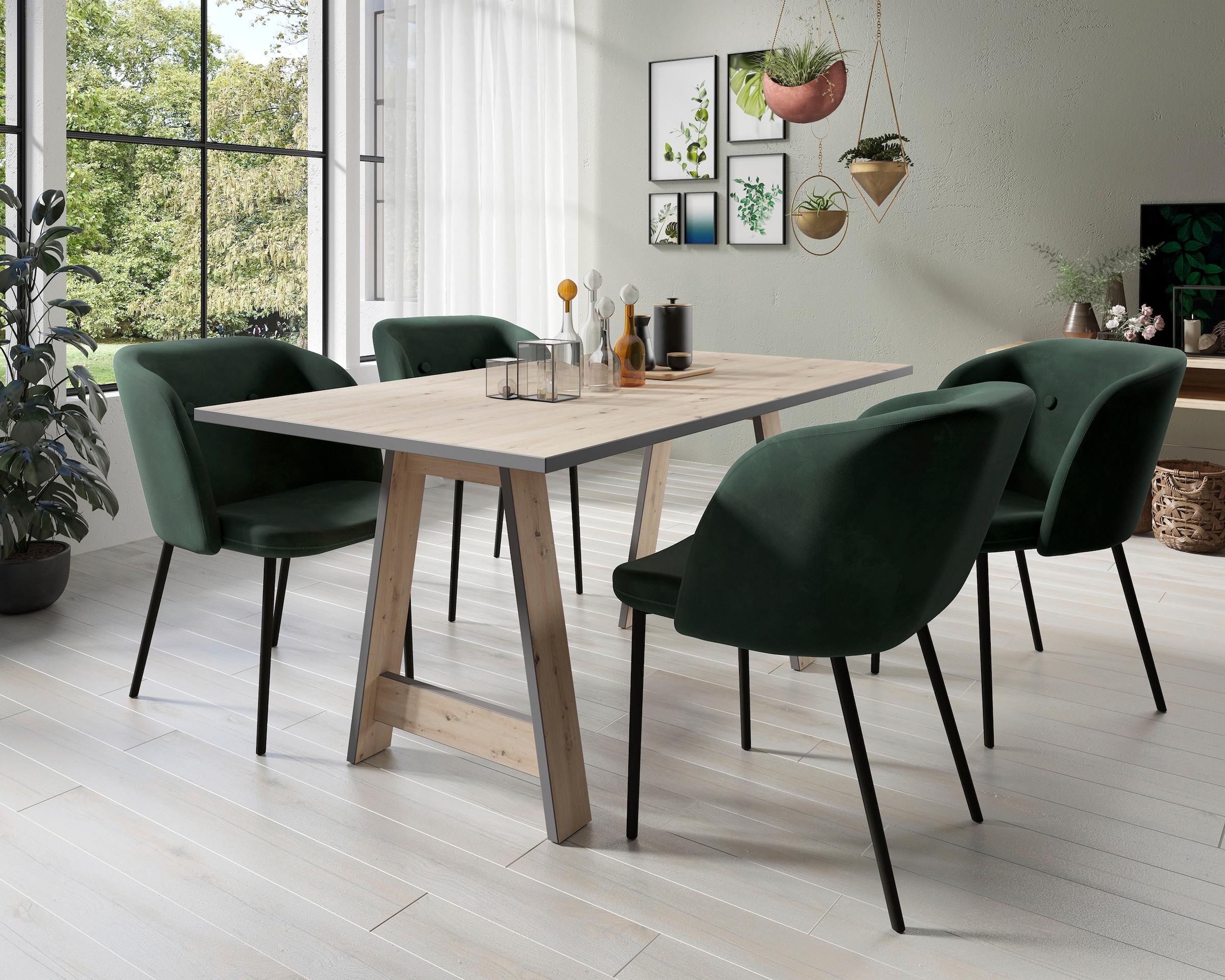 Homexperts Esszimmerstuhl »Micky«, (Set), 2 St., Samtstoff, Bezug in Samtstoff mit zick-zack Naht