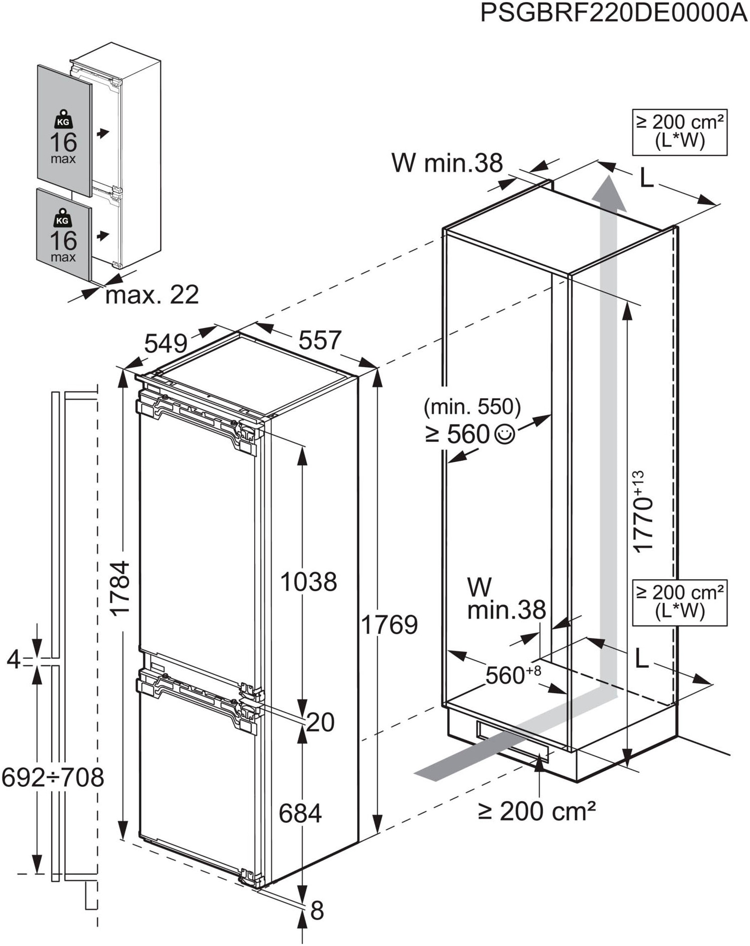 AEG Einbaukühlgefrierkombination Serie 7000 »TSC7M183EC«, 245 Liter, GreenZone-Vitamine bleiben erhalten, NoFrost, Festtür