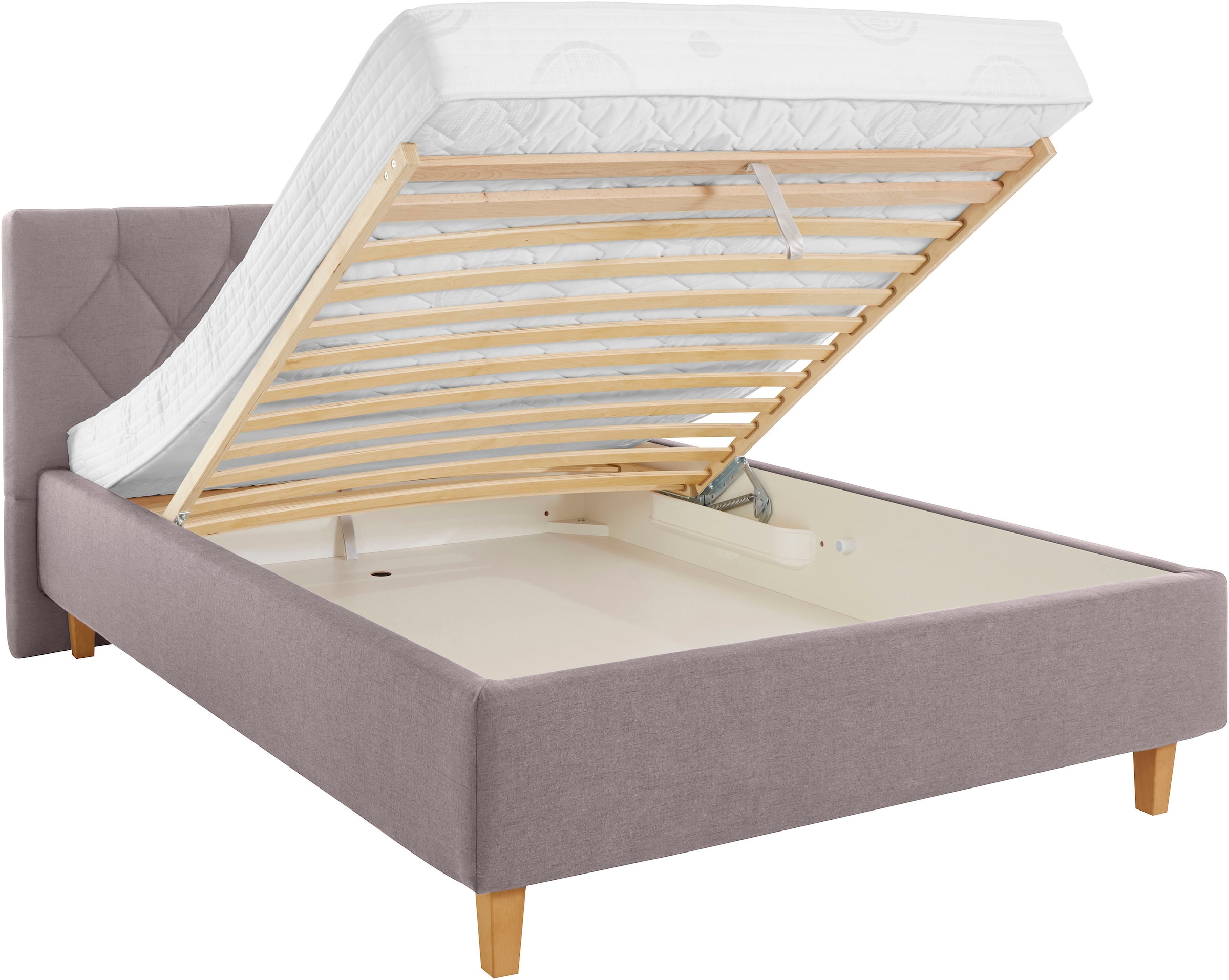 Home affaire Polsterbett »Sunley 100« Kreuzsteppung, Kopfteilhöhe 102 cm, ohne oder mit Matratze/Lattenrost