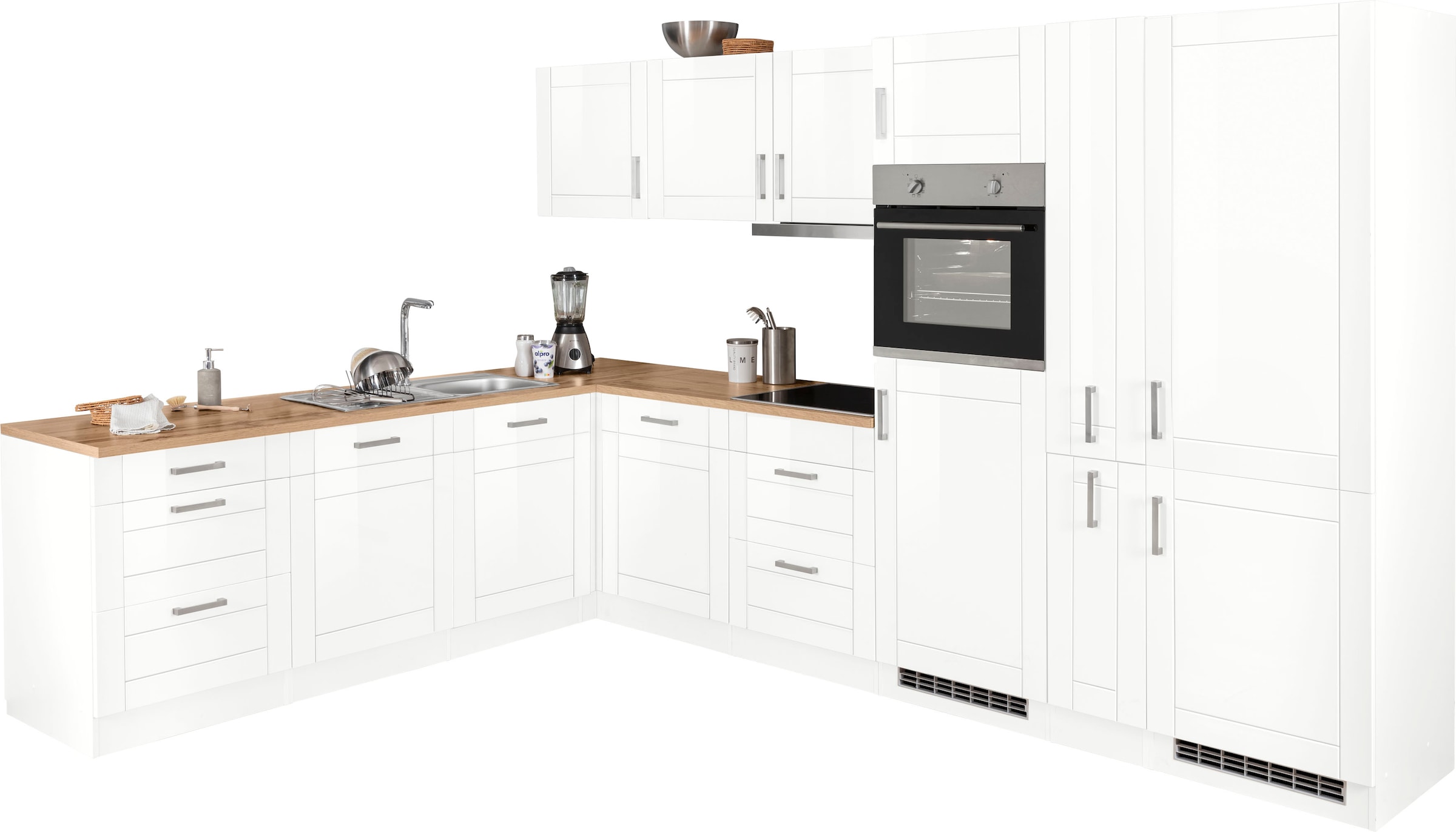 wiho Küchen Winkelküche »Cali«, mit E-Geräten, Stellbreite 210 x 220 cm auf  Raten kaufen
