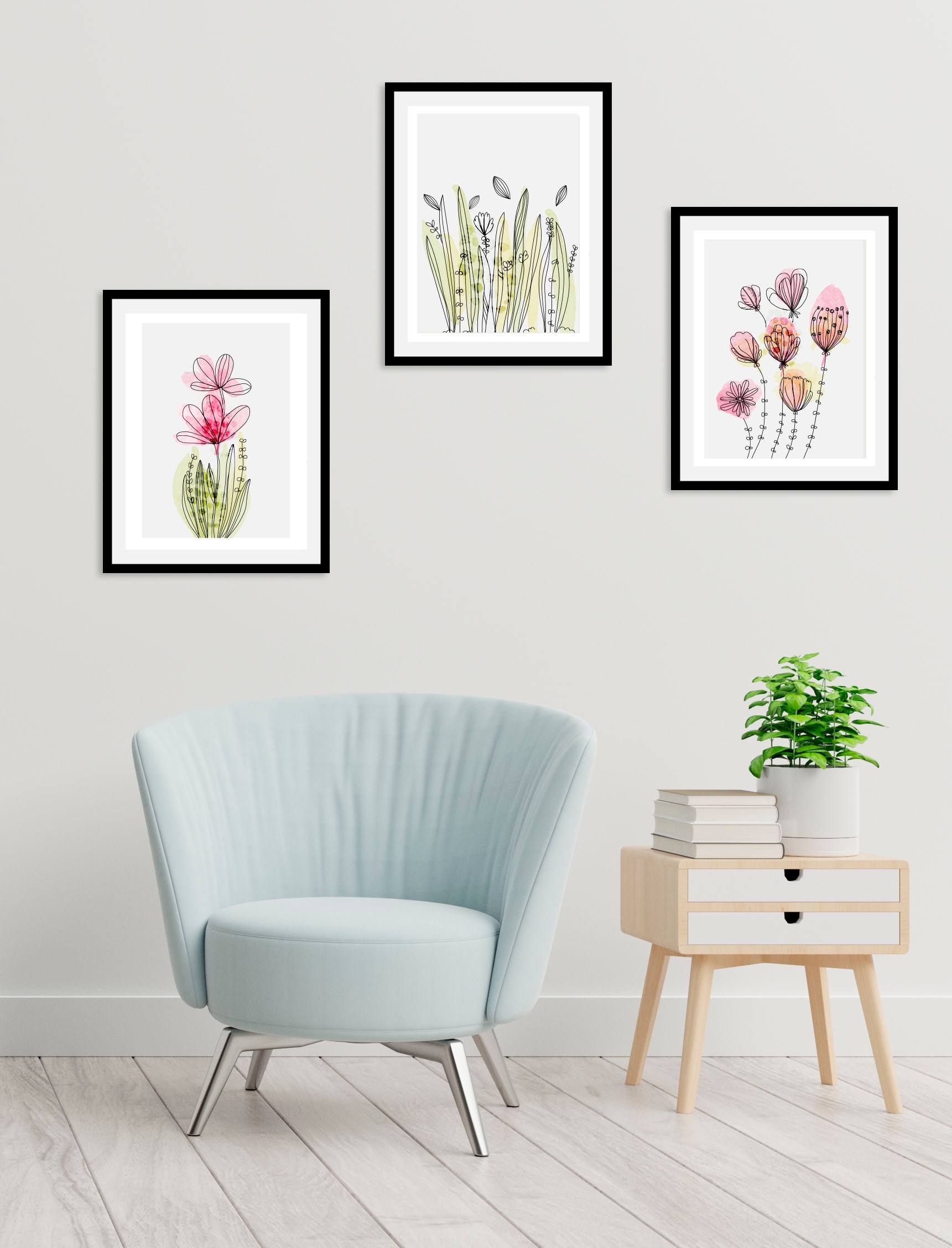 Bild »Set Flora Dream«, Blumen, (1 St.), gerahmt, Poster Set, Wanddeko Blumen