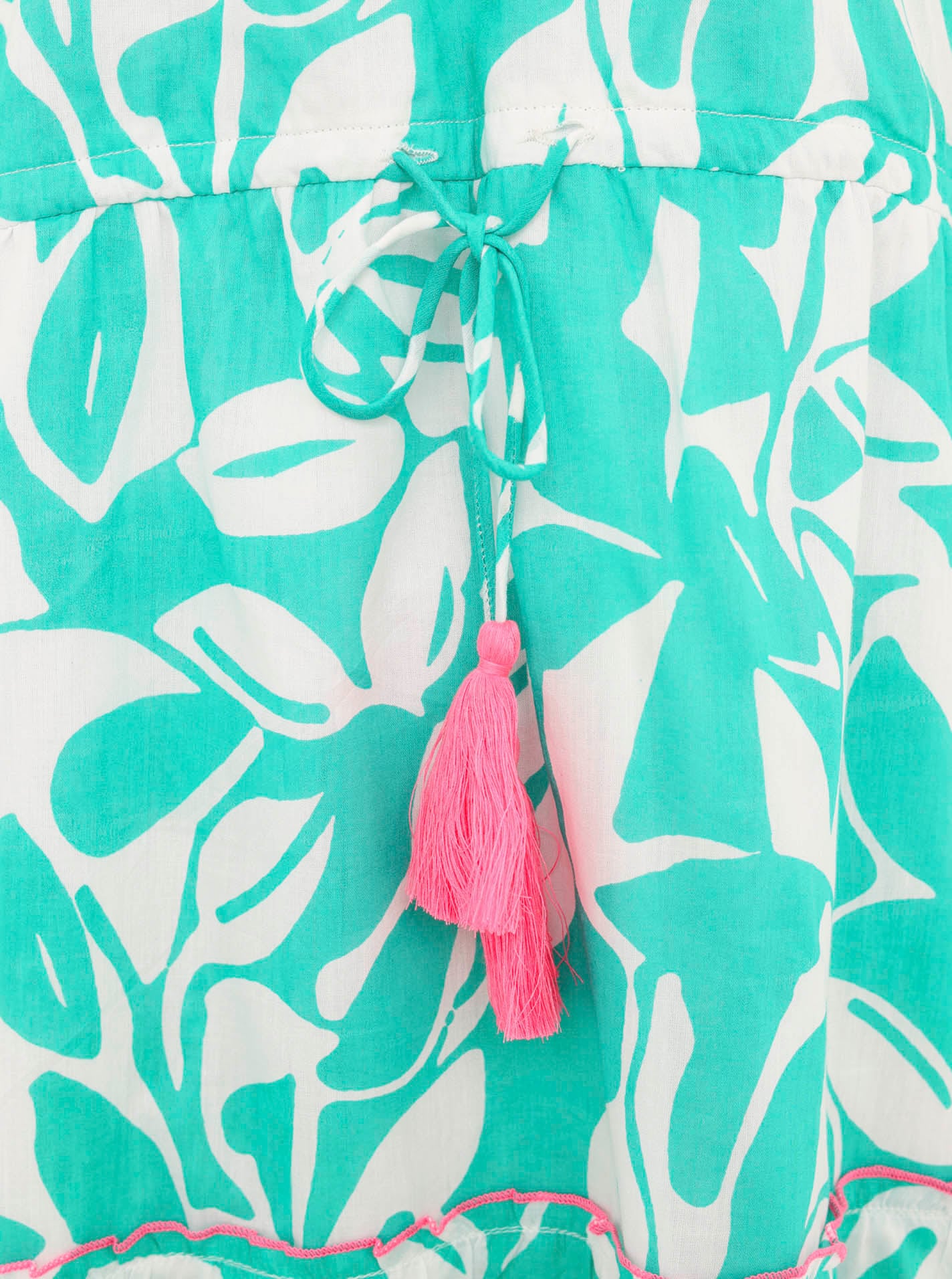 Zwillingsherz Sommerkleid »"Blätter Zweifarbig"«, mit Tasseln und kontrastfarbigen Details