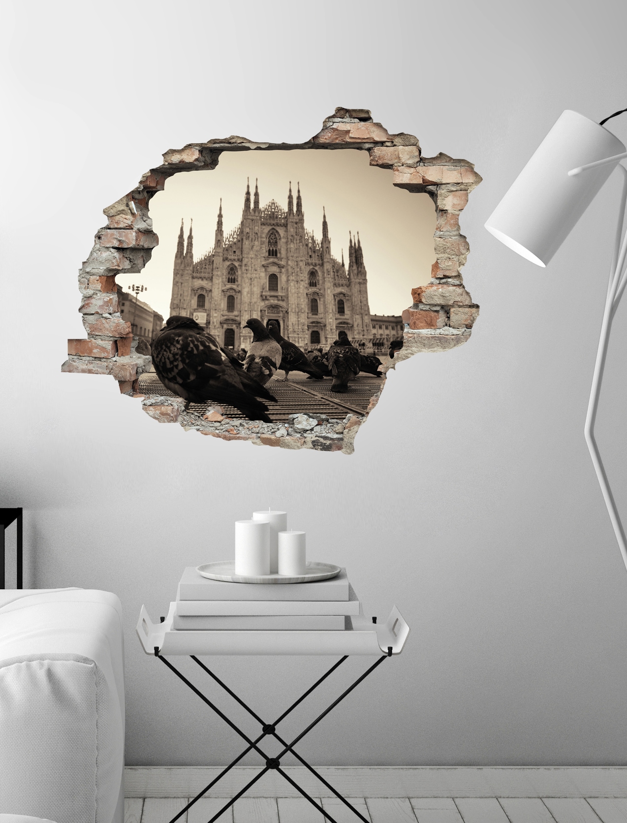queence Wandtattoo »Tauben«, (1 St.), Wandsticker, Wandbild, selbstklebend, 3D, Wanddurchbruch