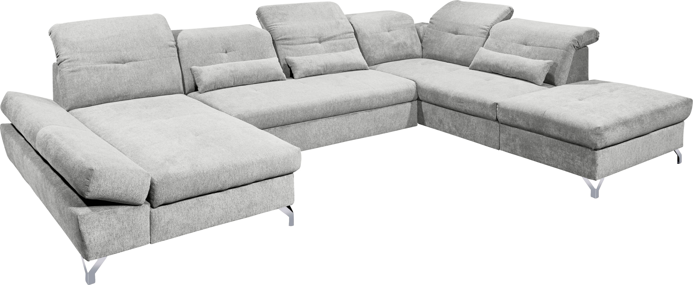 ED EXCITING DESIGN Wohnlandschaft »Melfi U-Form mit Bettfunktion, Bettkasten« Arm- & Kopfteilverstellung & 3 Nierenkissen