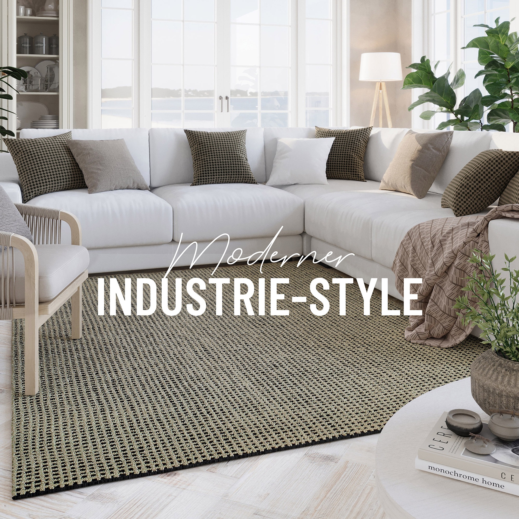 Wecon home Teppich »Hamptons TWENTYNINE«, rechteckig, 10 mm Höhe, Läufer, Kurzflor, Wohnzimmer, Schlafzimmer, elegant, robust, Karo
