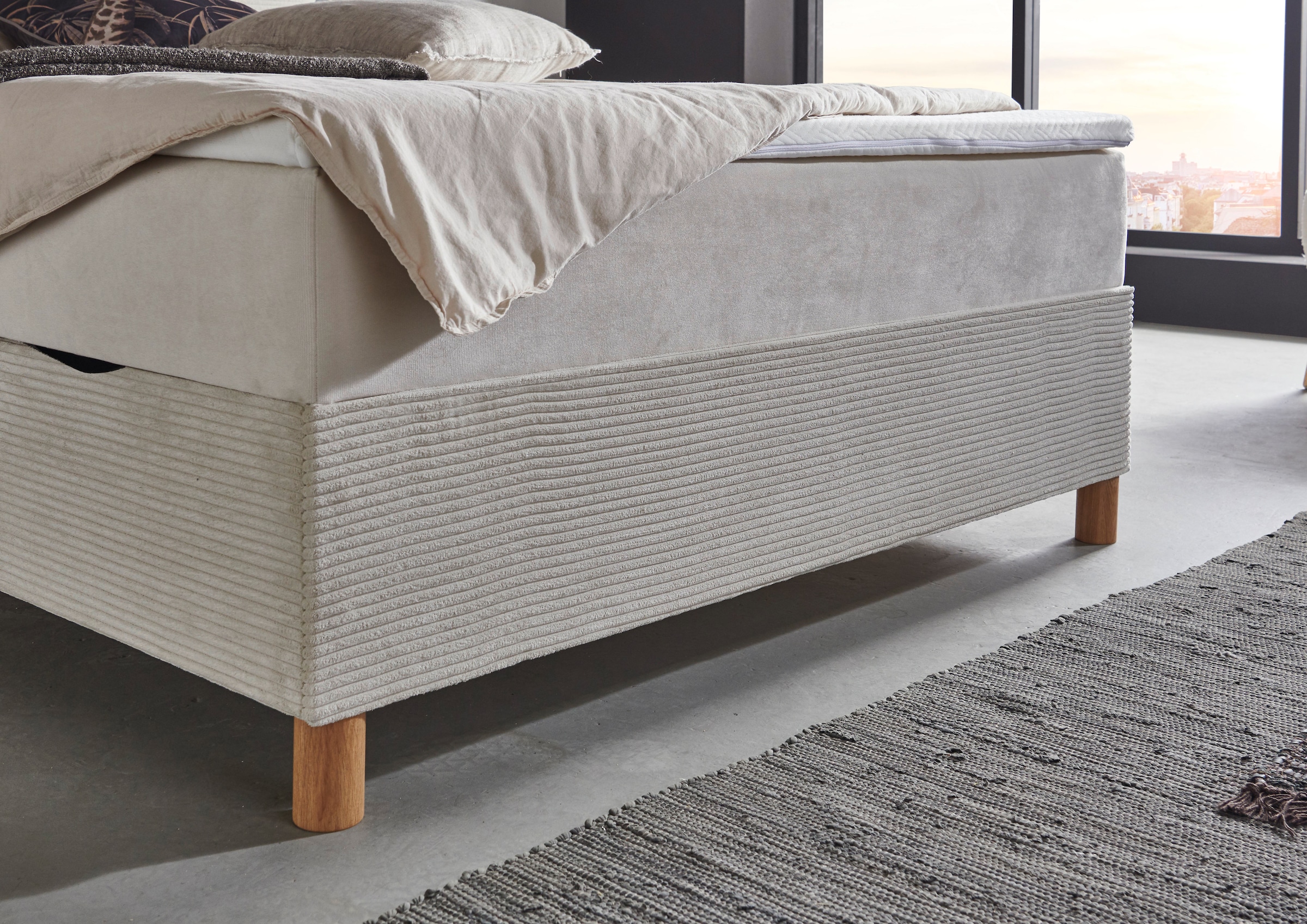 meise.möbel Boxbett »Korsika inkl. Bettkasten, mit Cord-Stoff bezogen«