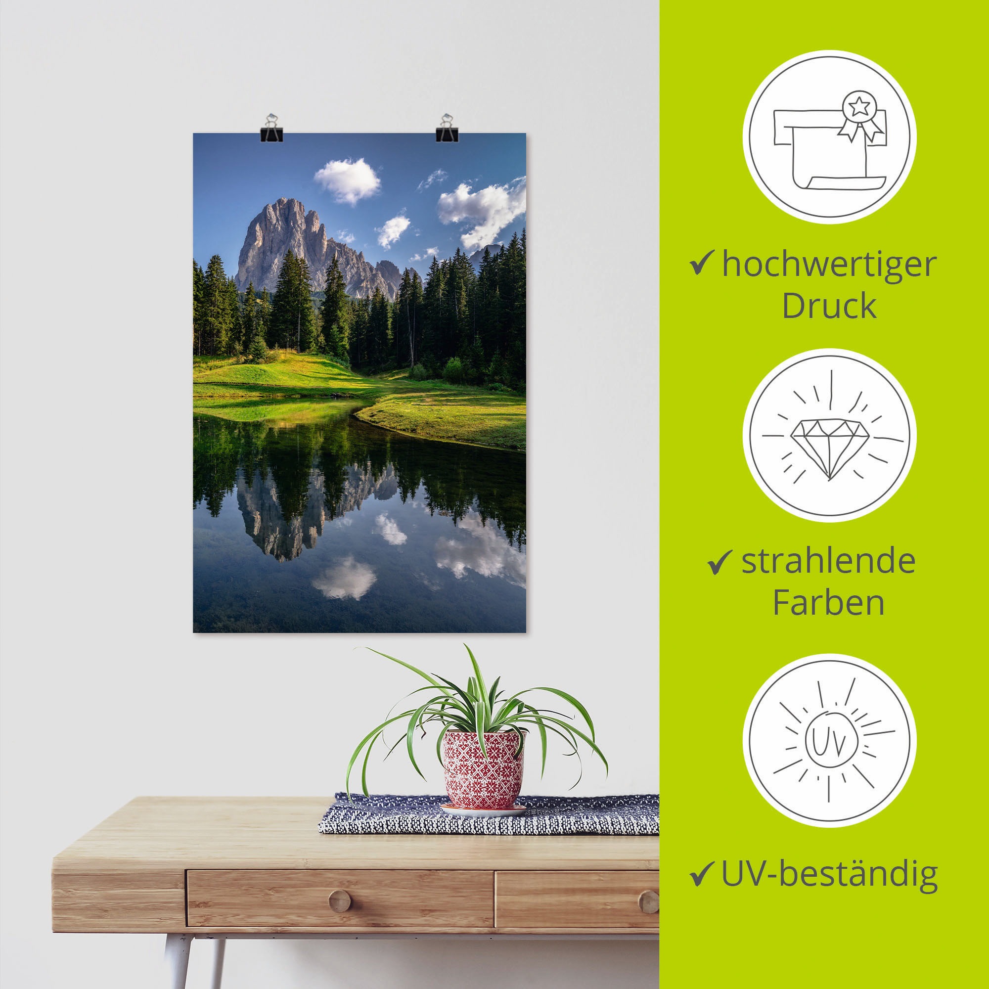 Artland Wandbild »Sommer in Südtirol«, St.), auf Alubild, bestellen Größen versch. & (1 als oder Alpenbilder, Leinwandbild, in Poster Raten Wandaufkleber Berge