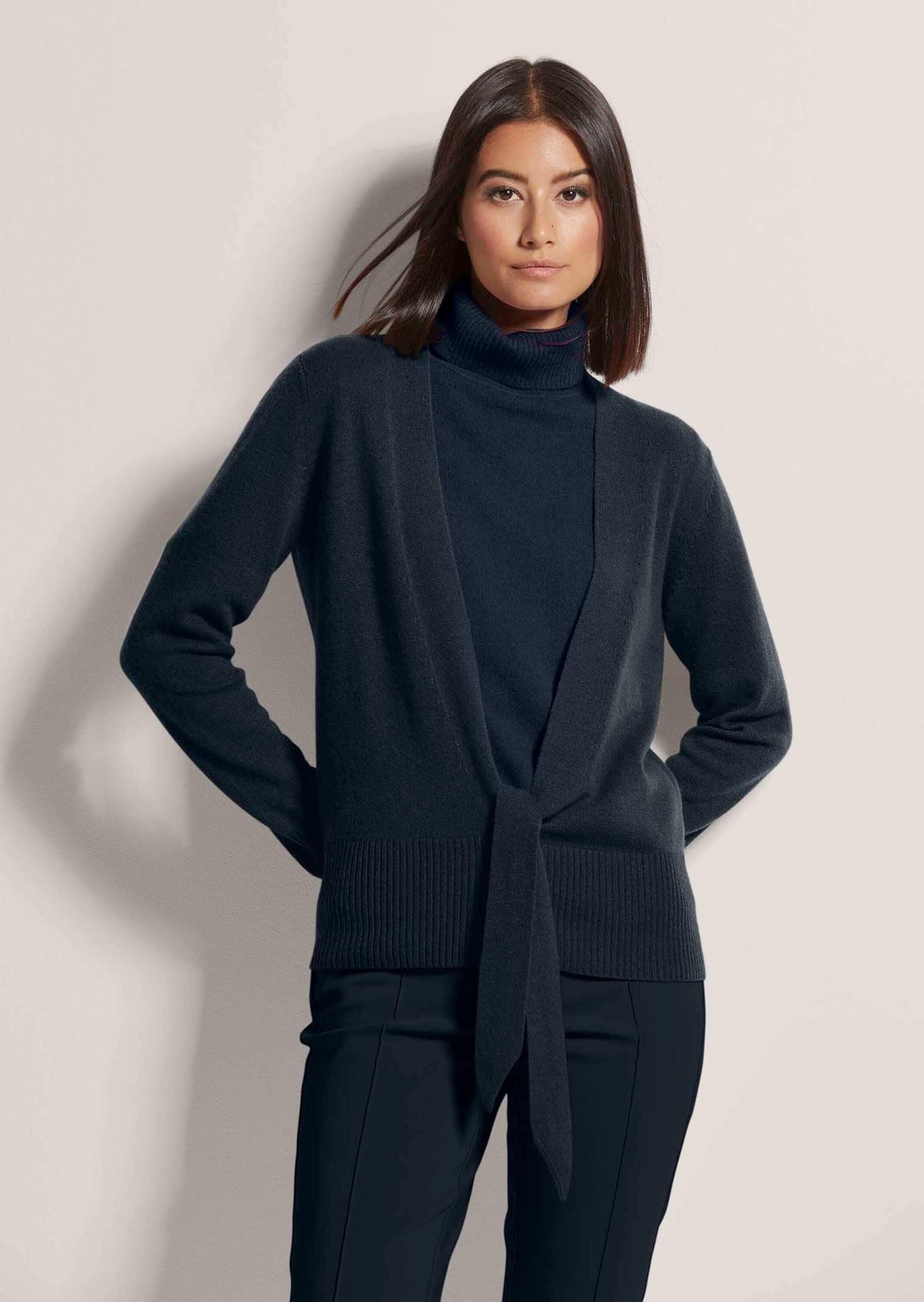 MADELEINE Strickjacke »Strickjacke Kaschmir-Strickjacke mit tiefem V-Ausschnitt und Bindeband«