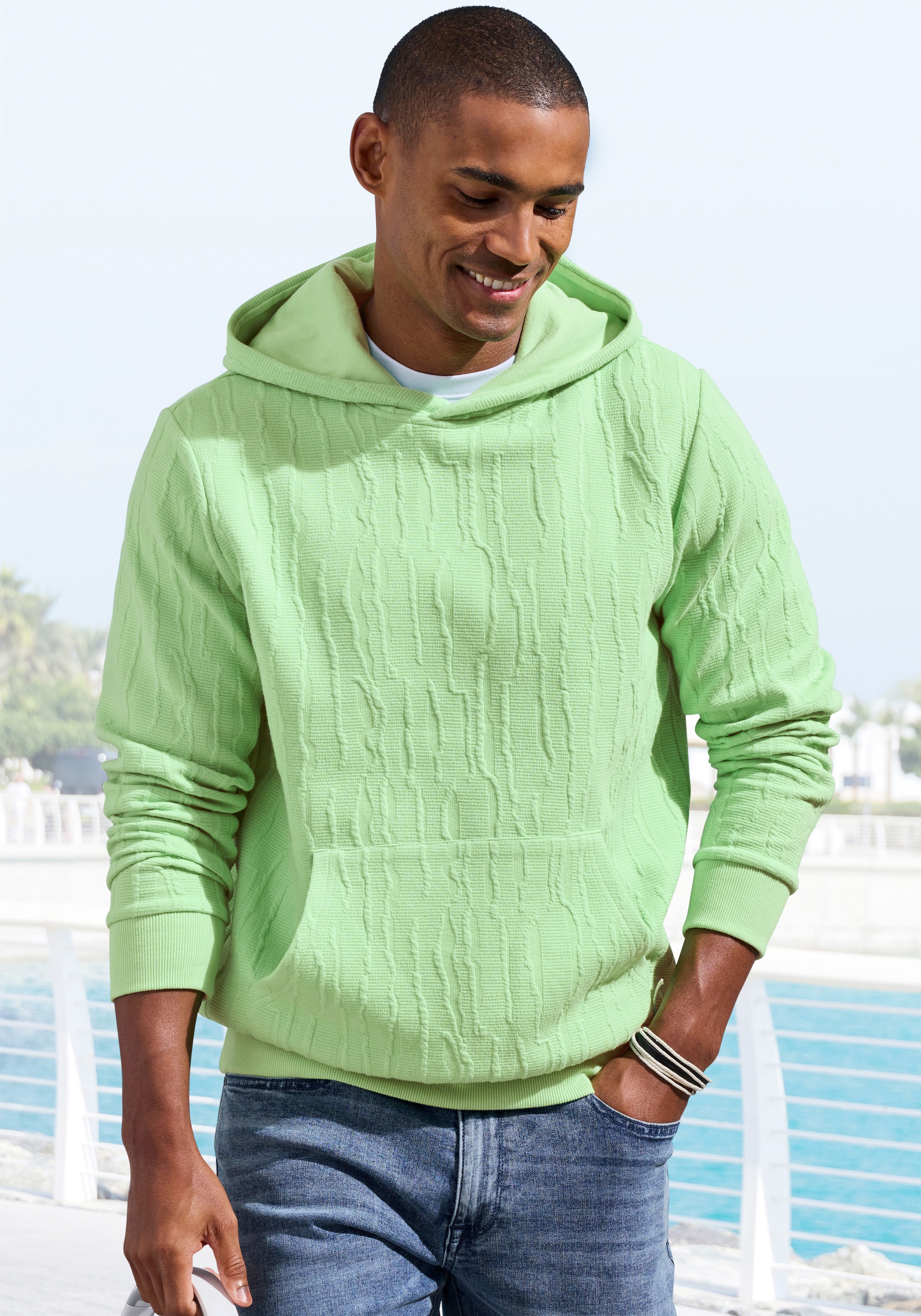 John Devin Hoodie »- Struktur Sweat mit Kapuze«, innen angeraute Sweatware mit besonderer Struktur-Optik
