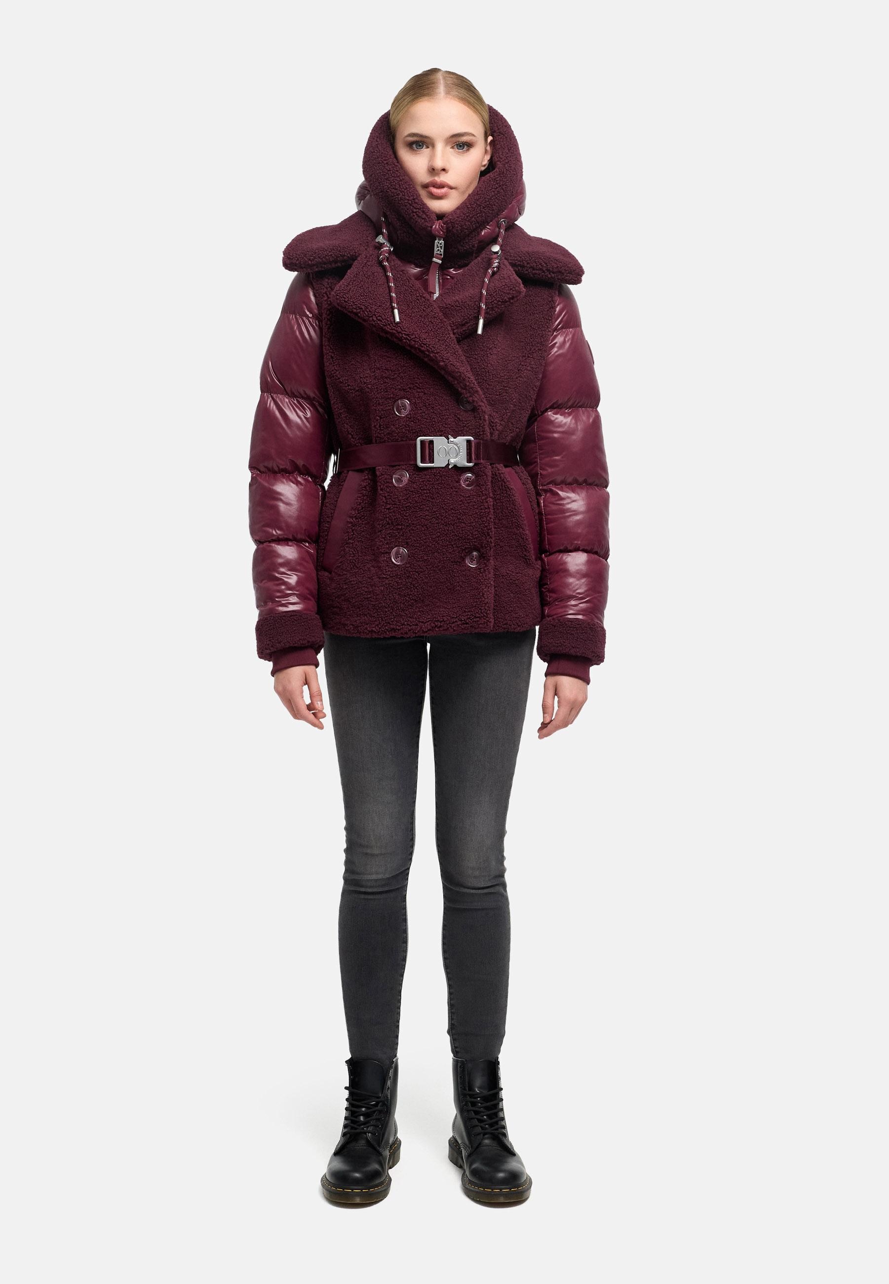 Navahoo Winterjacke »Winterjacke Kuschelhäschen 14« mit Kapuze Warme Jacke im Teddy-Stepp-Materialmix mit Kapuze