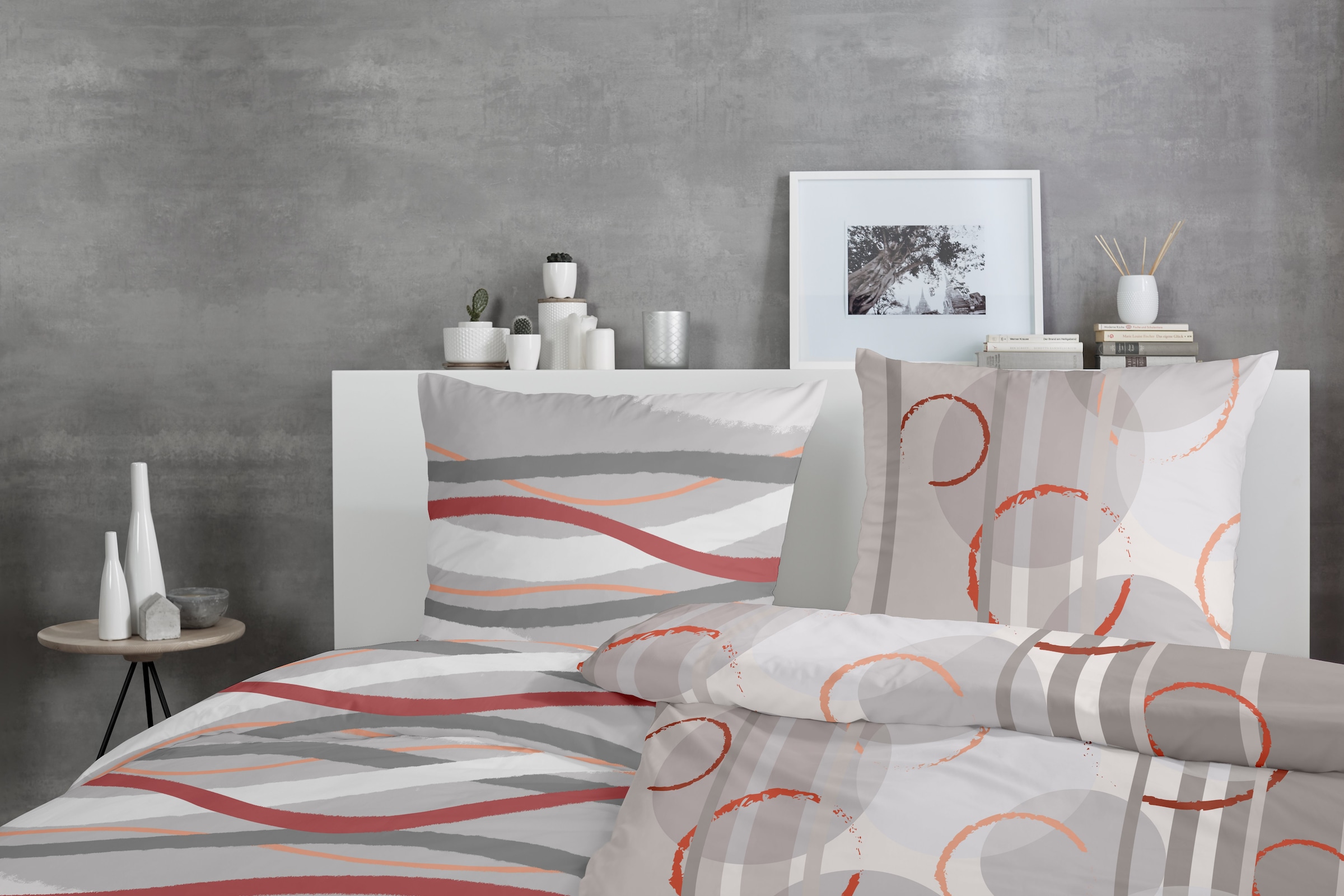 Primera Bettwäsche »Biber-Bettwäsche Circular« 2 Stk. tlg. mit abstrakten Kreisen