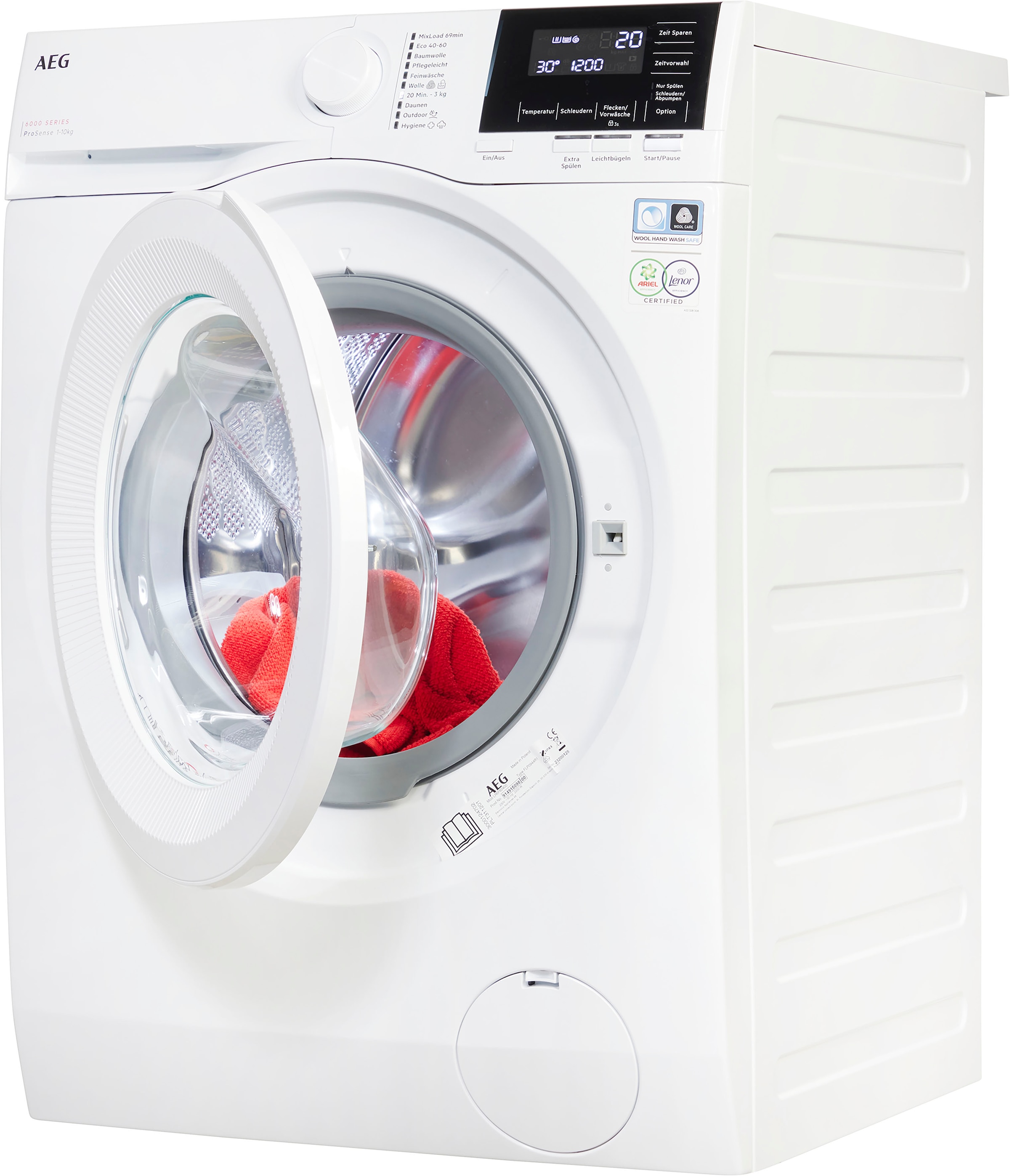 AEG Waschmaschine »LR6F60400«, 6000, LR6F60400, U/min, spart mit Zeit, und XXL 1400 Mengenautomatik​ - Jahren kg, 3 ProSense® Garantie Wasser bis 10 40% Energie