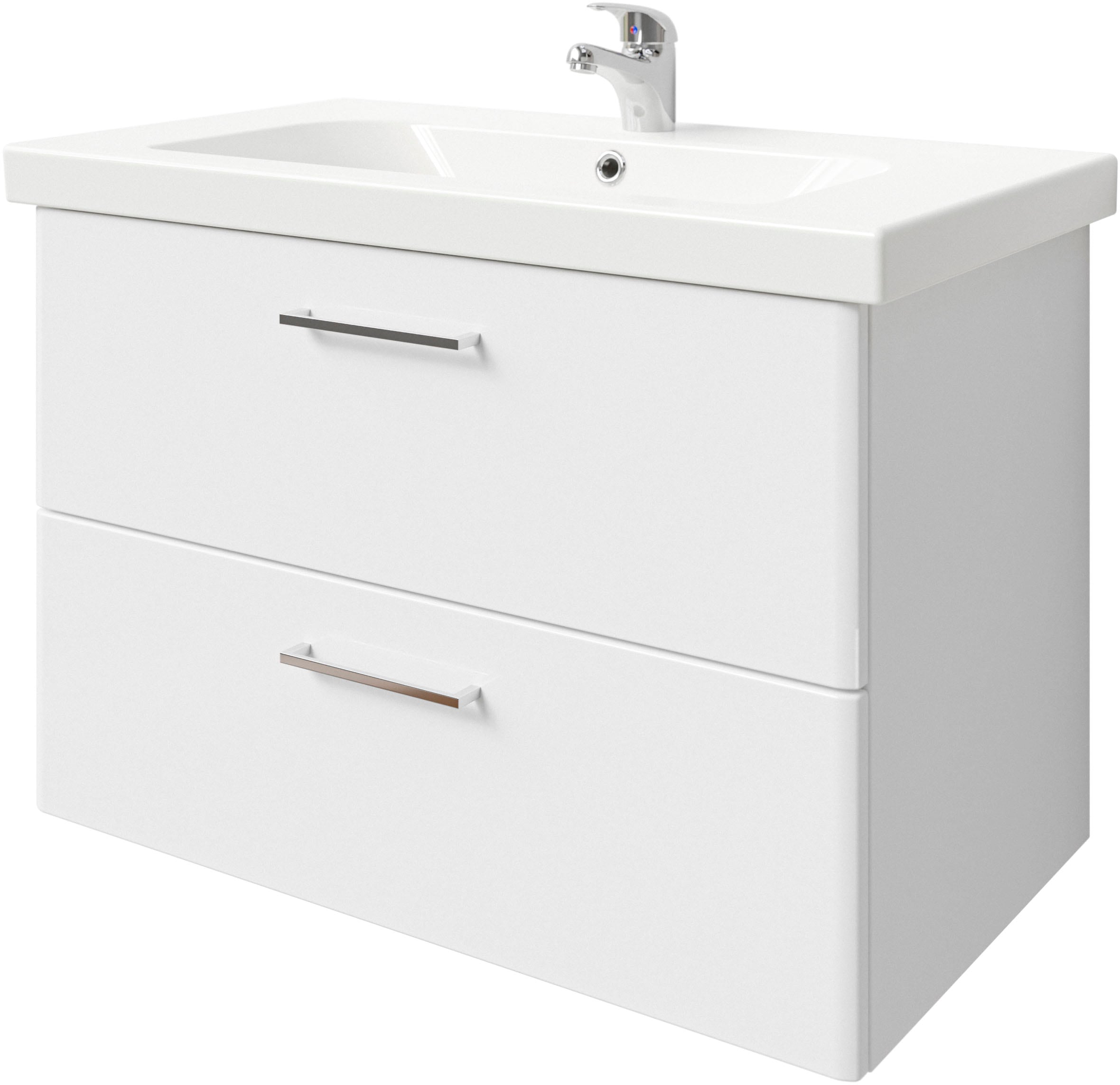 Saphir Badmöbel-Set »Quickset 316 4-teilig, Keramikwaschtisch mit LED-Spiegelschrank«, (5 St.), mit Unterschrank, Hängeschrank, 5 Türen, 1 Klappe, inkl. Türdämpfer