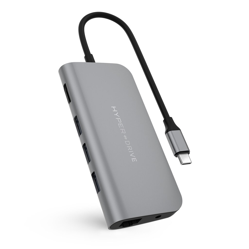 Hyper Notebook-Adapter »HyperDrive POWER 9-in-1 USB-C Hub«, USB-C zu HDMI-USB Typ A-RJ-45 (Ethernet)-3,5-mm-Klinke-USB-C