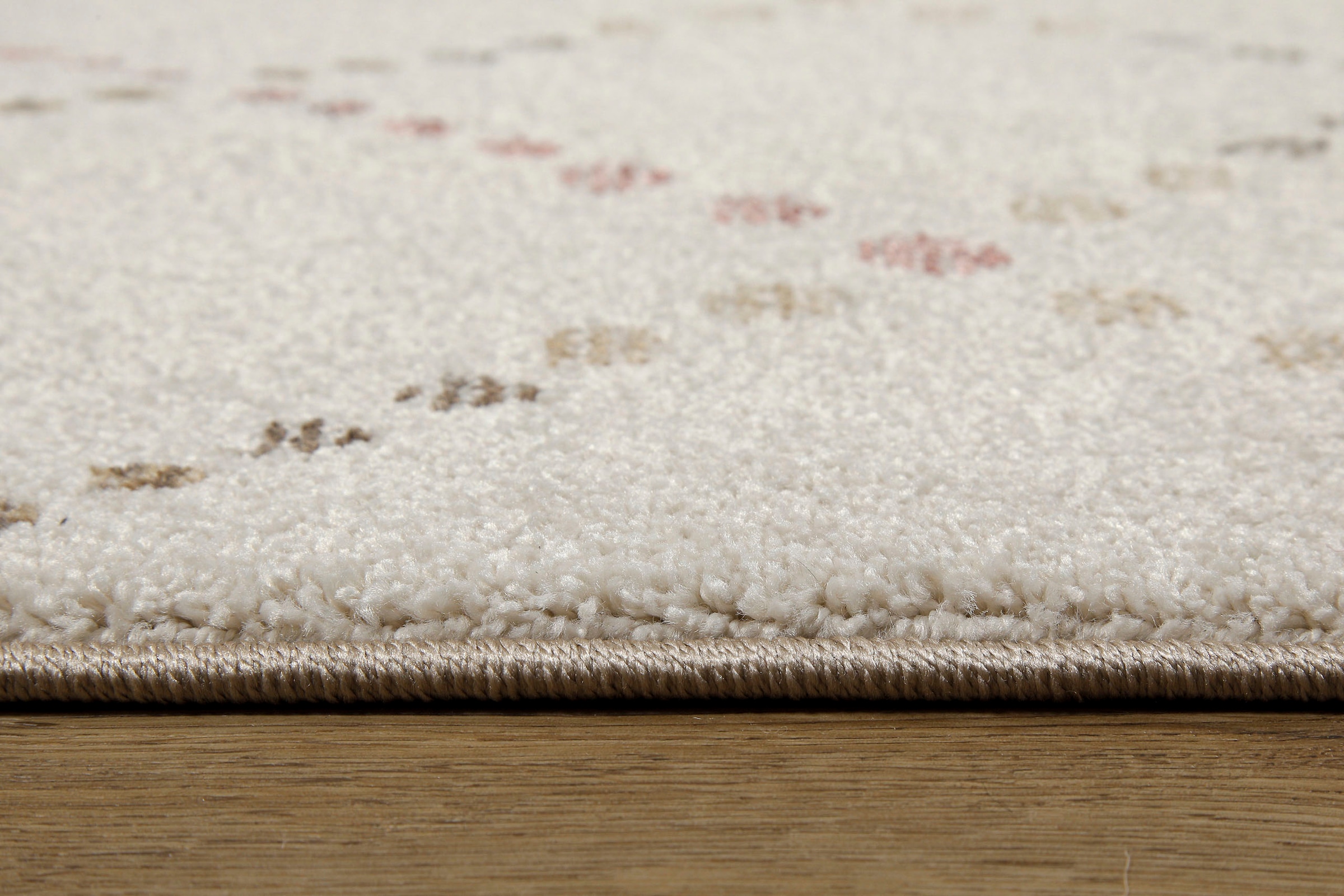 OTTO home Teppich »Thoren«, rechteckig, 12 mm Höhe, weicher Kurzflor, Rautenmuster mit Fransen, Wohnzimmer, Schlafzimmer