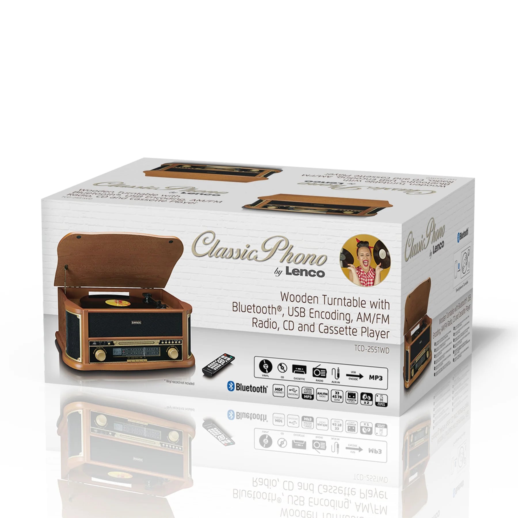 Classic Phono Multifunktionsspieler »TCD-2551WD« inkl. FM-Radio, Bluetooth, CD, Kassette, USB