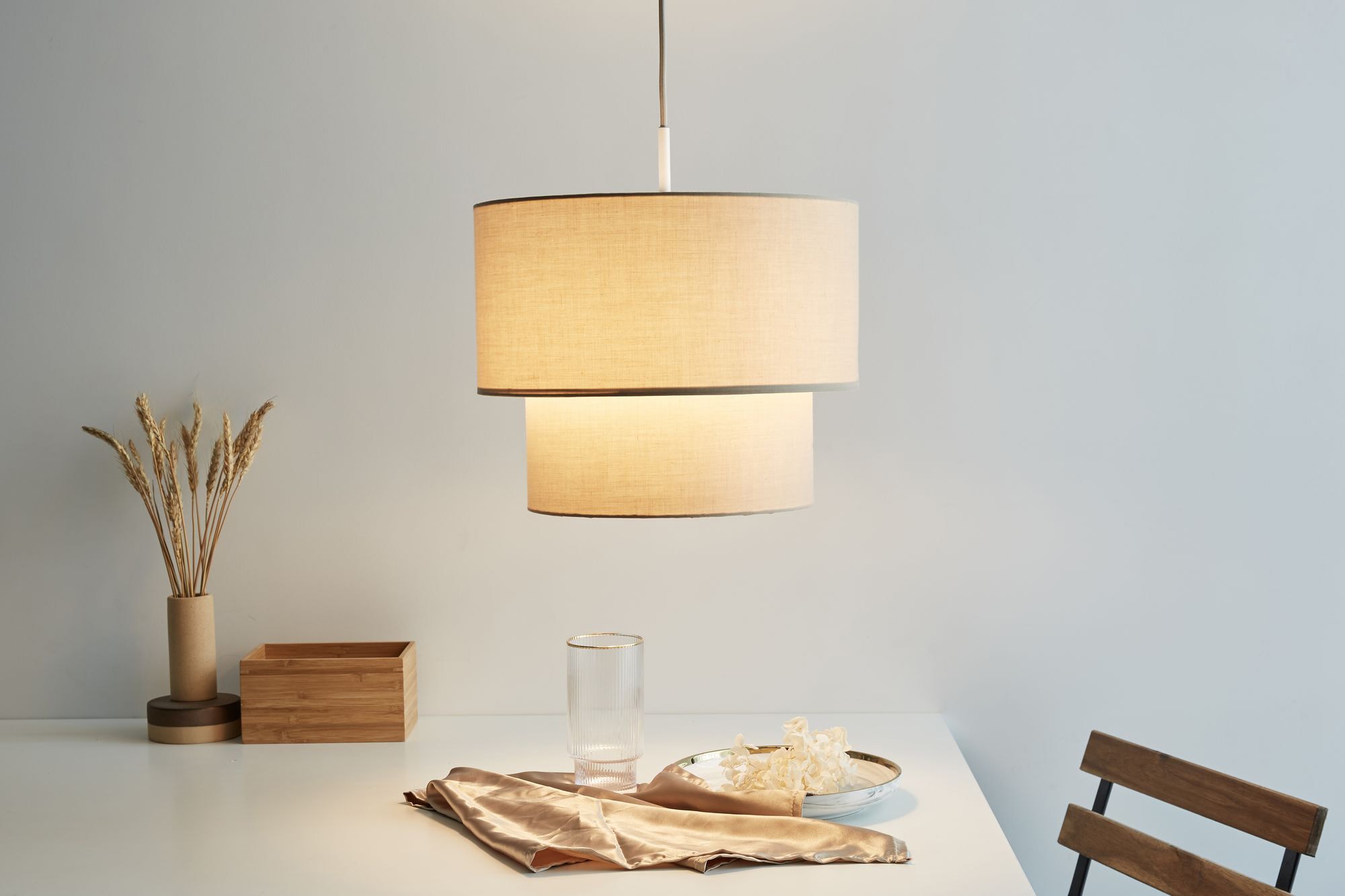 Pauleen Pendelleuchte »Soft Shine«, 3 flammig, Leuchtmittel E27 | ohne Leuchtmittel, E27, Stoffschirm Beige