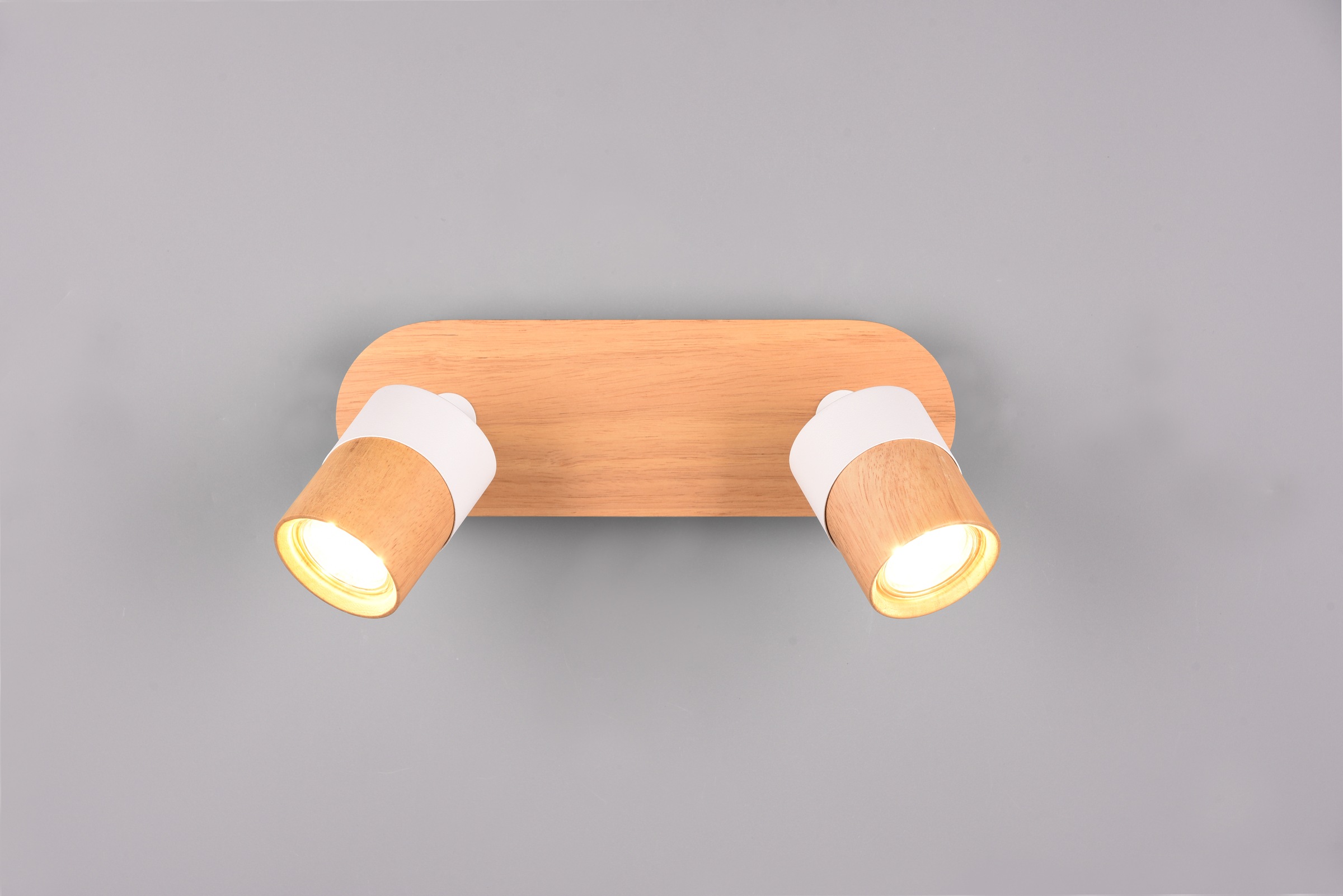TRIO Leuchten Deckenstrahler »ARUNI, Spot 2-flammig Wandspot Deckenspot exkl 2x GU10 max 10W«, 2 flammig, Leuchtmittel GU10 | Leuchtmittel wechselbar, Deckenstrahler mit Materialmix Holz / Metall für Küche Flur Wohnzimmer