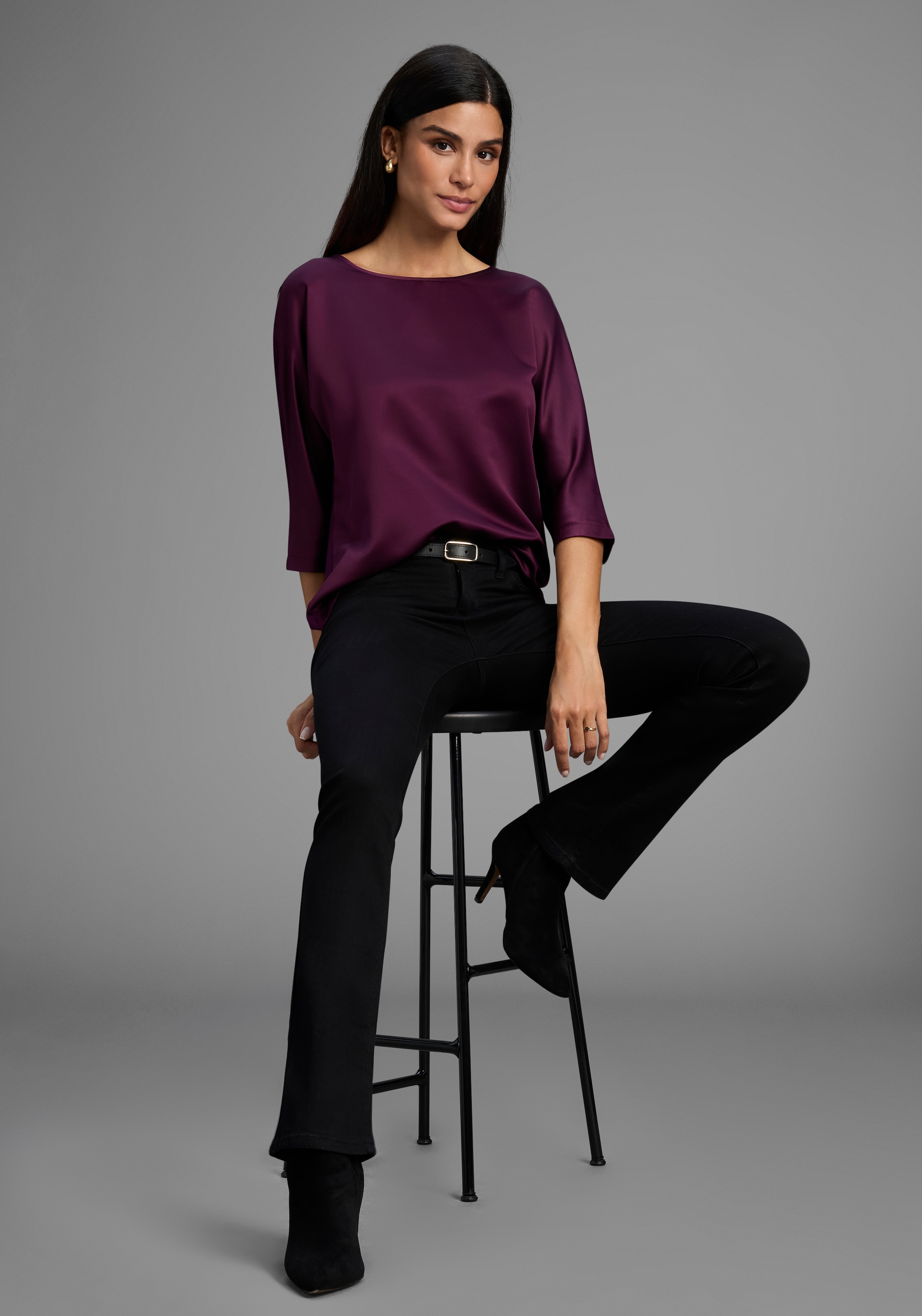 Laura Scott Satinbluse, elegante Bluse mit weiten Ärmeln - NEUE KOLLEKTION