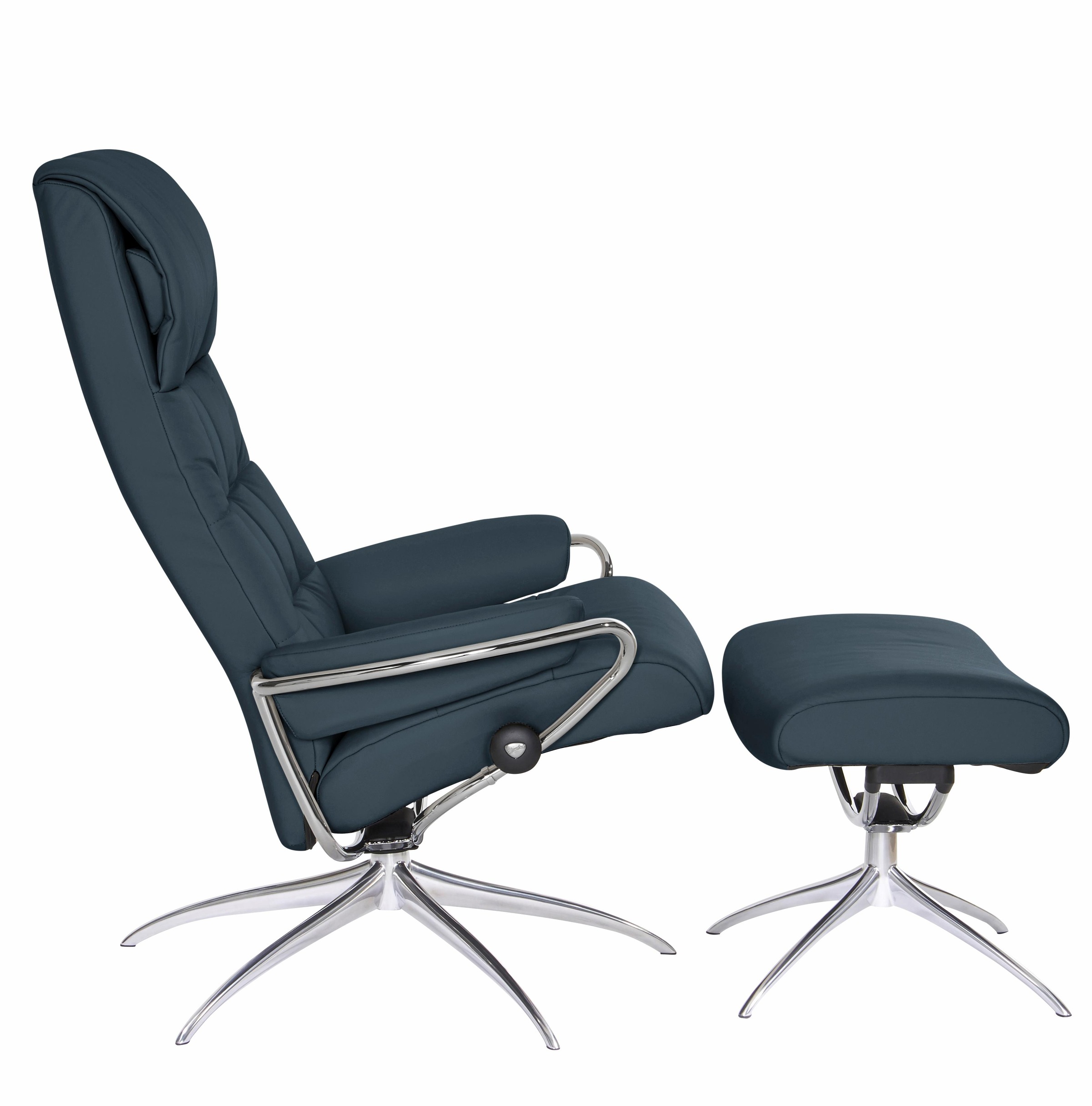 Stressless® Relaxsessel »London« Set, Relaxsessel mit Hocker,  mit Hocker, High Back, mit Star Base, Gestell Chrom