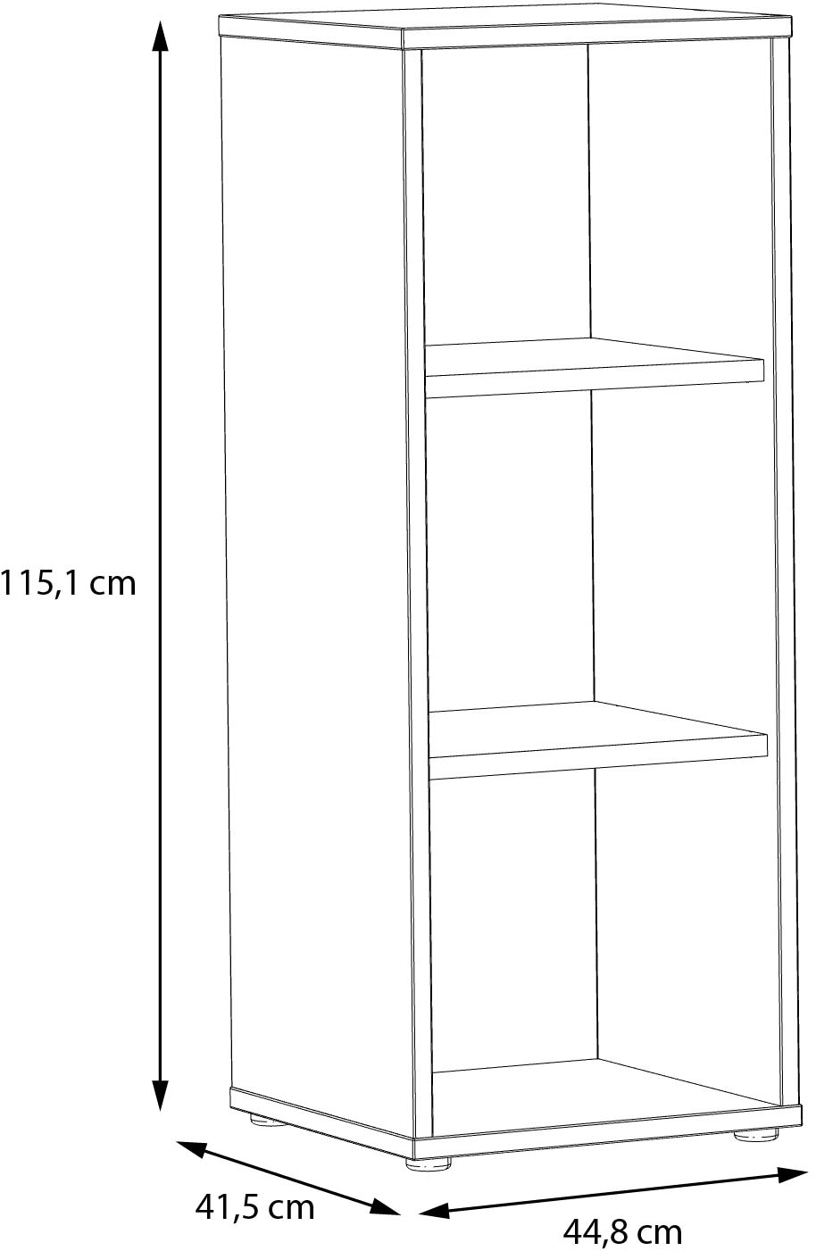 FORTE Aktenregal »Goldsboro«, mit 3 offenen Fächern, unterschiedliche Breiten, Höhe 115 cm