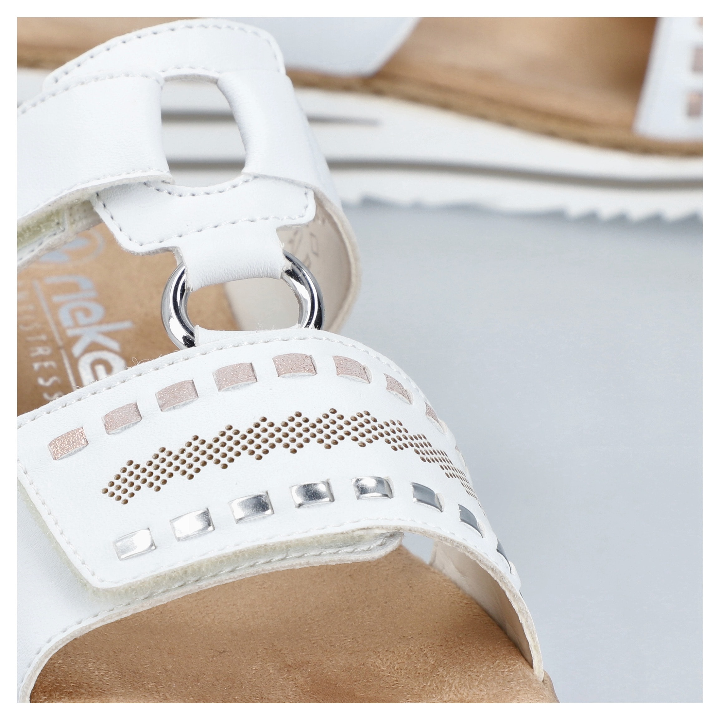 Rieker Pantolette, Keilabsatz, Sommerschuh, Schlappen mit praktischen Klettriemchen