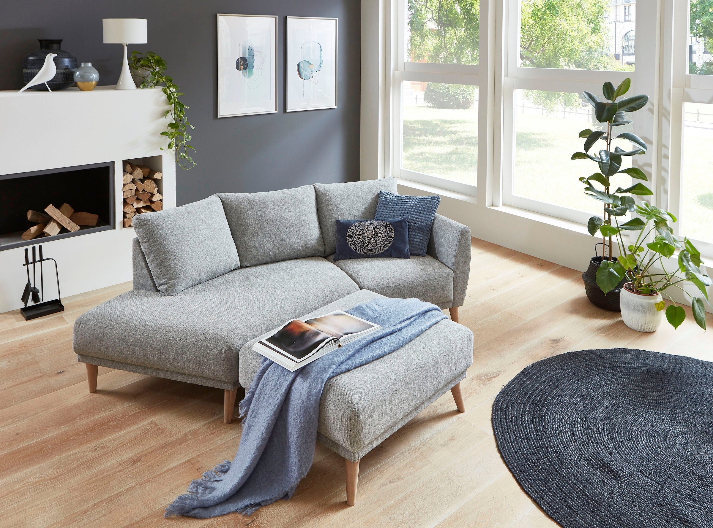 ATLANTIC home collection 2,5-Sitzer »Elvis«, Polsterecke mit offenem Ende im skandinavischen Stil, Massivholzfüße