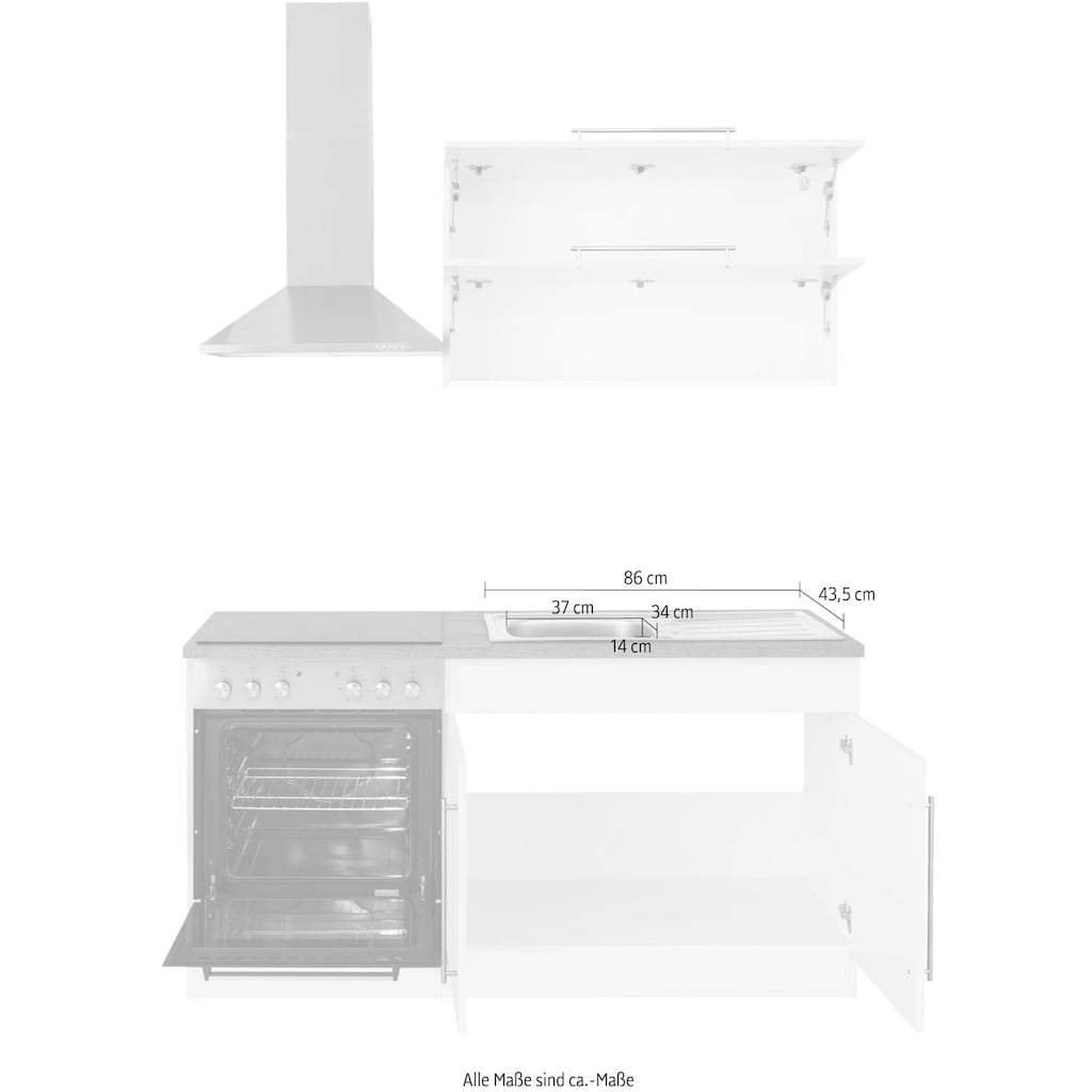 HELD MÖBEL Küchenzeile »Samos«, mit E-Geräten, Breite 160 cm