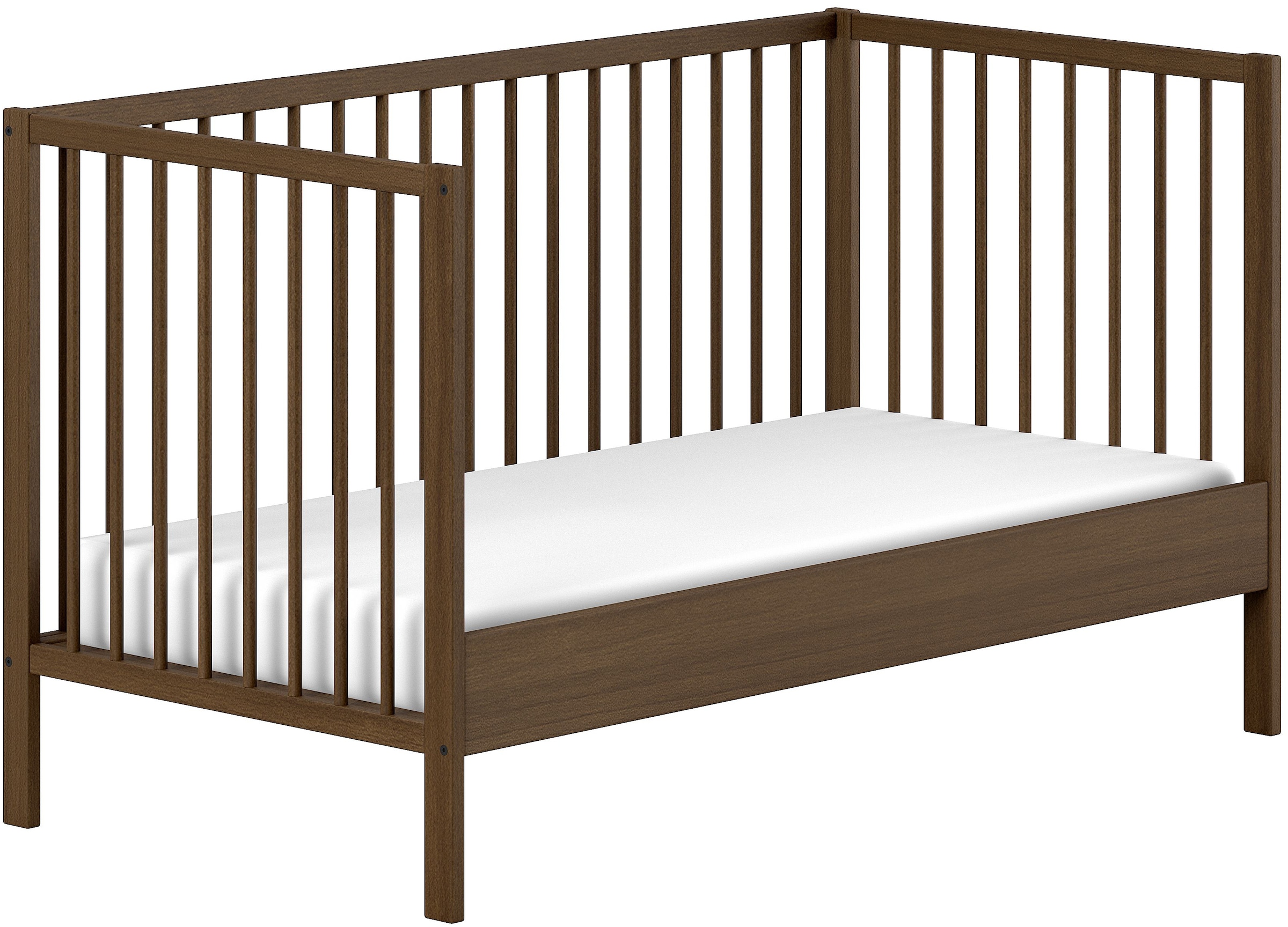 Vipack Babybett »DINO, ideal für Ihr Kinderzimmer, Made in Europe, Buche massiv« 70/140cm, 3-fach höhenverstellbar, umbaubar, Buche Nussbaumfarbig