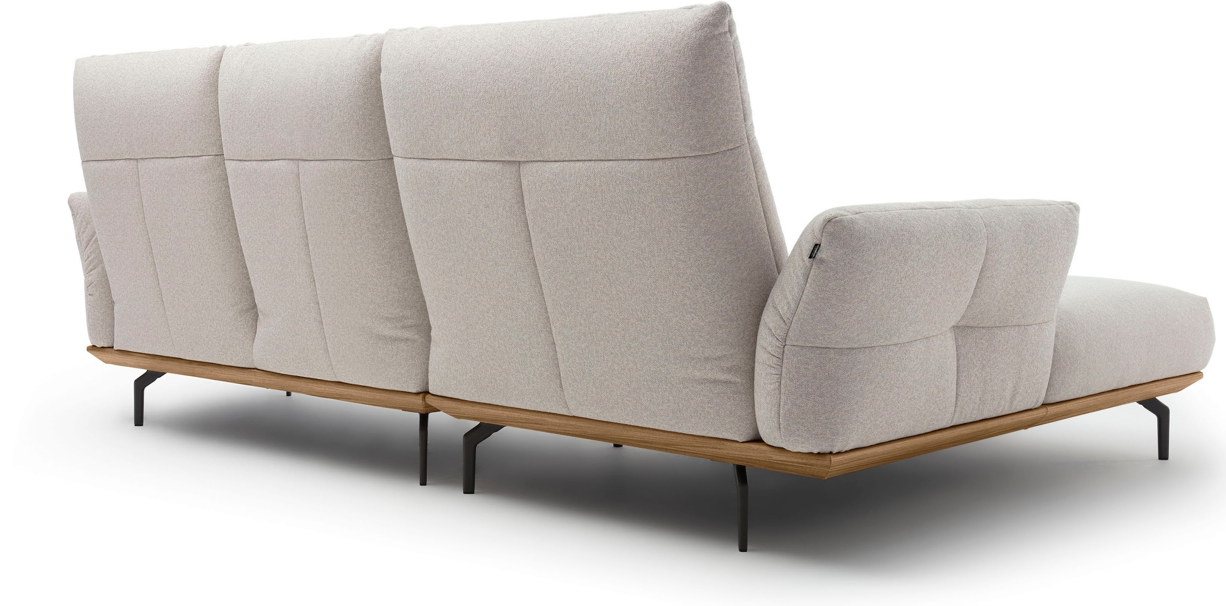 Creation BY ROLF BENZ Ecksofa »CR.460« Sockel in Nussbaum, Winkelfüße in Umbragrau, Breite 298 cm