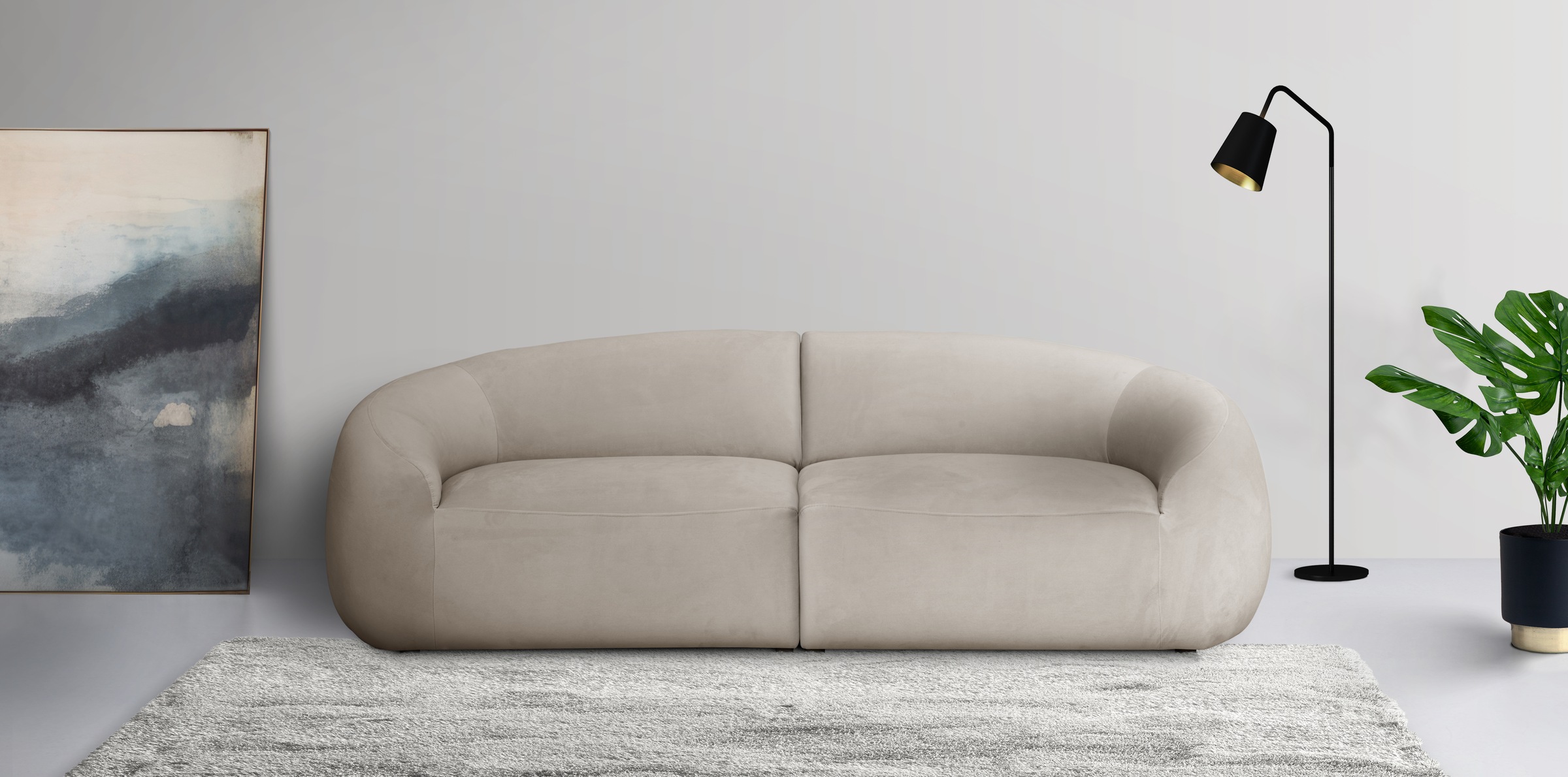 LeGer Home by Lena Gercke Big-Sofa »Designersofa, organische Form, Maße B/T/H: 240/64/81 cm«, mit Wellenunterfederung, auch in Bouclé, passend zur Serie
