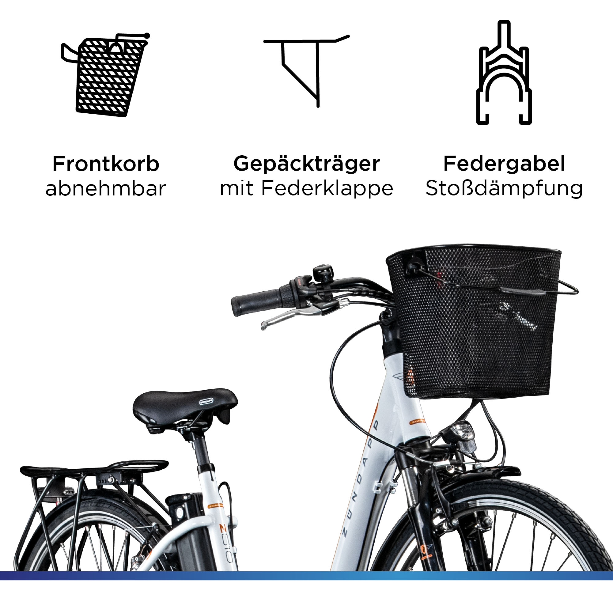 Zündapp E-Bike »Z517«, 7 Gang, Shimano, Frontmotor 250 W, Pedelec, Elektrofahrrad für Damen u. Herren