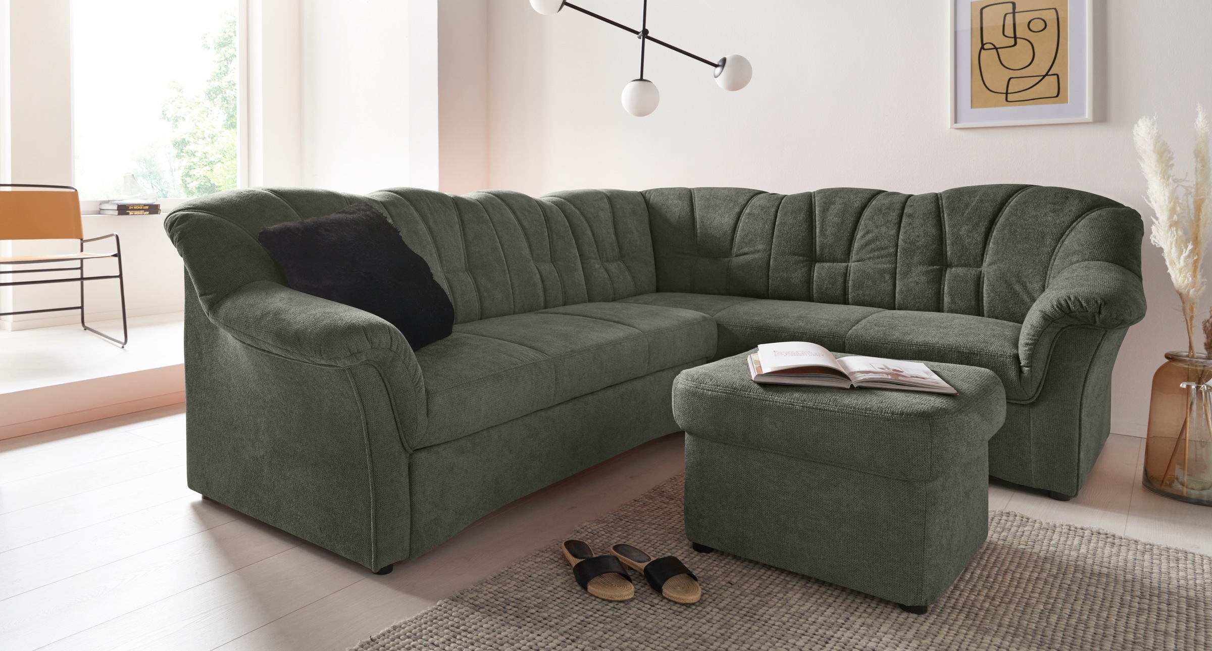 DOMO collection Ecksofa »Papenburg B/T/H: 242/190/84 cm L-Form«, wahlweise mit Bettfunktion, Langer Schenkel links oder rechts