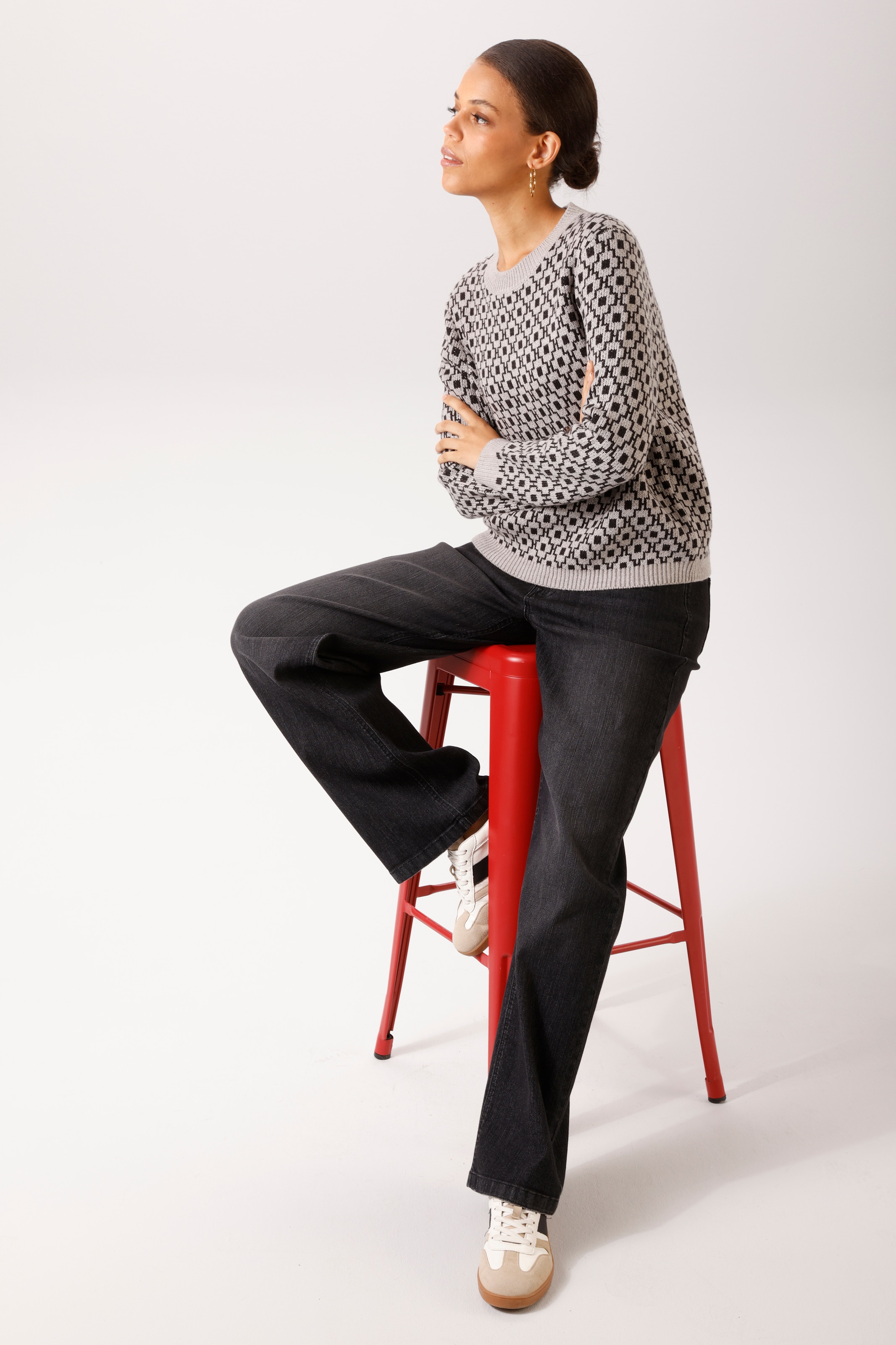 Aniston CASUAL Strickpullover mit grafischem Muster im Retro-Look - NEUE KOLLEKTION