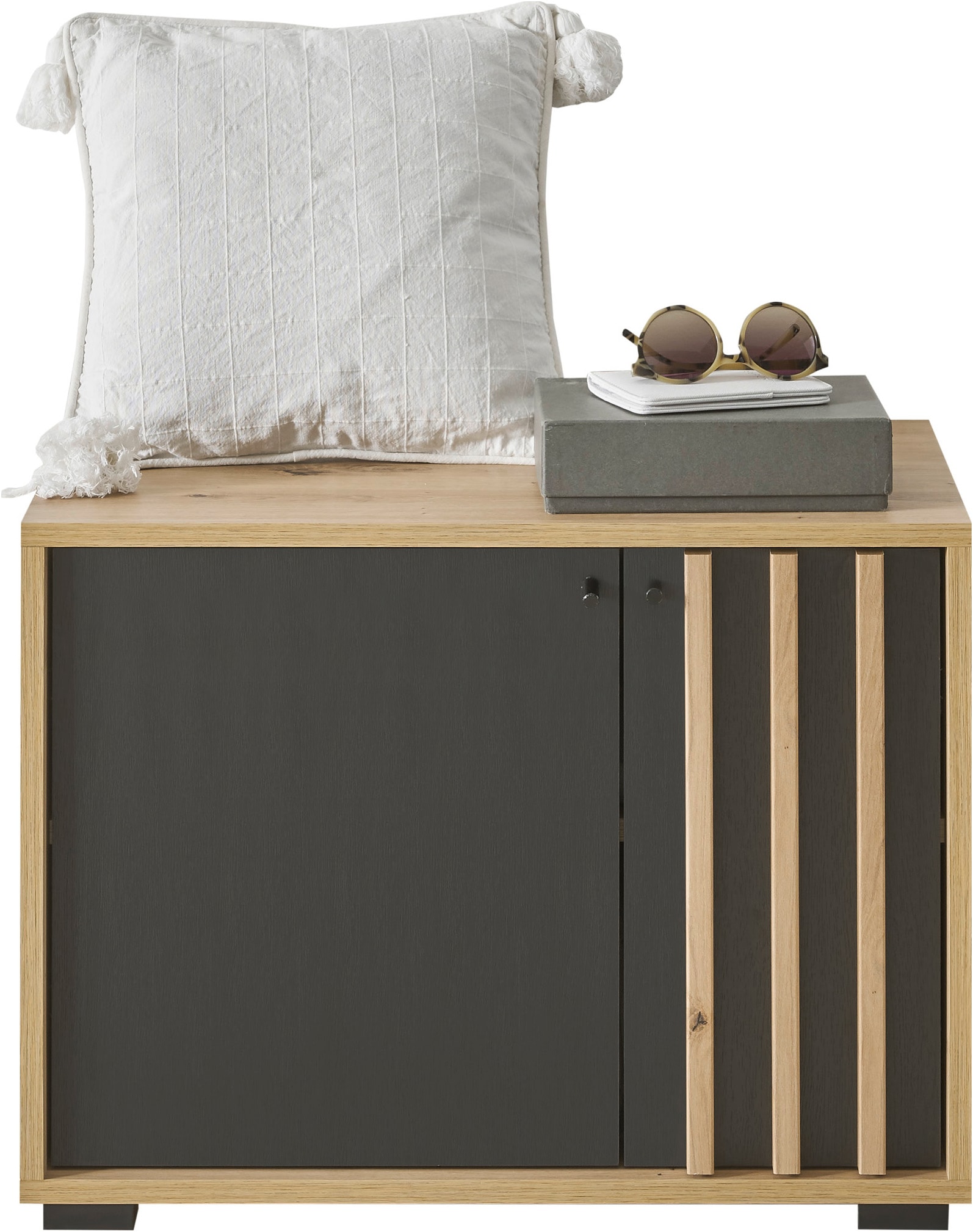 HBZ Schuhbank »Volano Garderobenbank, BxHxT 64x48x38 cm«, (1 St.), Mit 2 Türen, 4 Fächer und 2 feste Böden