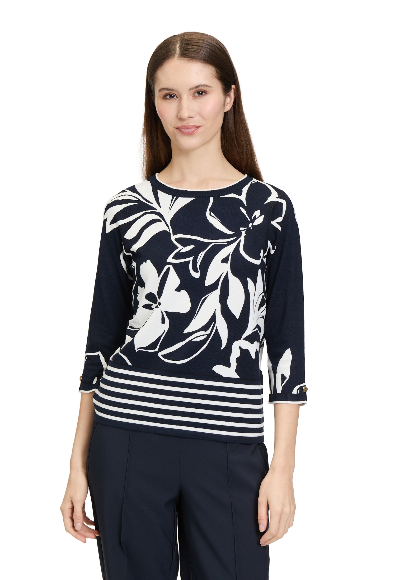 Betty Barclay Rundhalspullover »Feinstrickpullover mit Blumenprint«