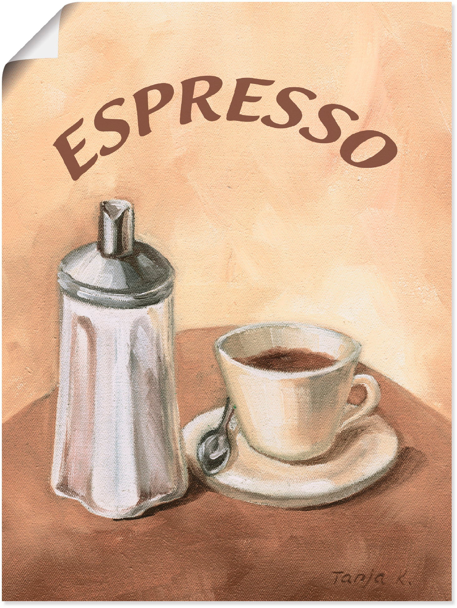 (1 Größen versch. St.), Artland Rechnung Leinwandbild, kaufen Alubild, Getränke, Poster auf »Espresso als oder in II«, Wandaufkleber Wandbild