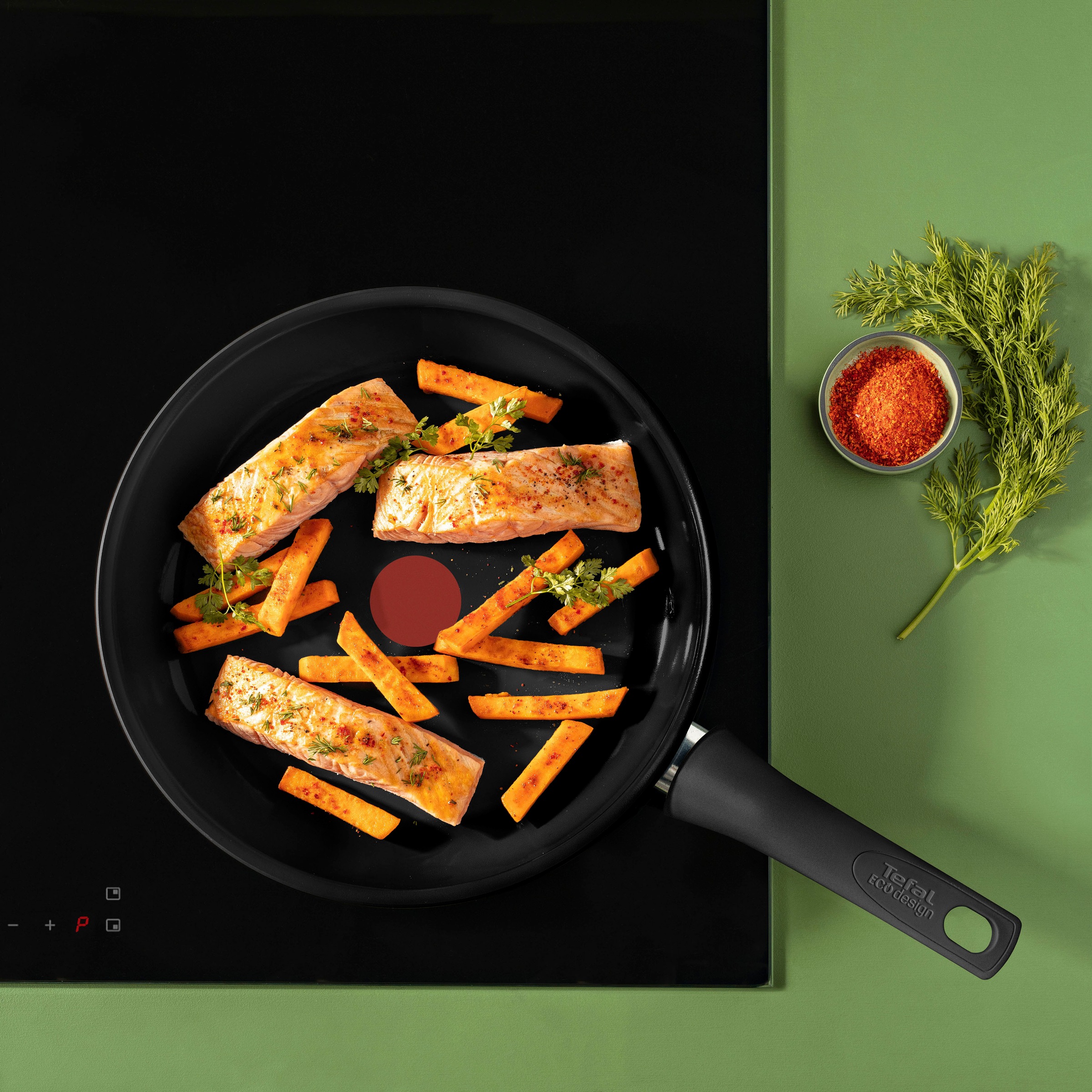 Tefal Bratpfanne »Renew On Black«, Aluminium, (1 tlg.), umweltfreundlich, recycelt, Thermo-Signal, geeignet für Induktion
