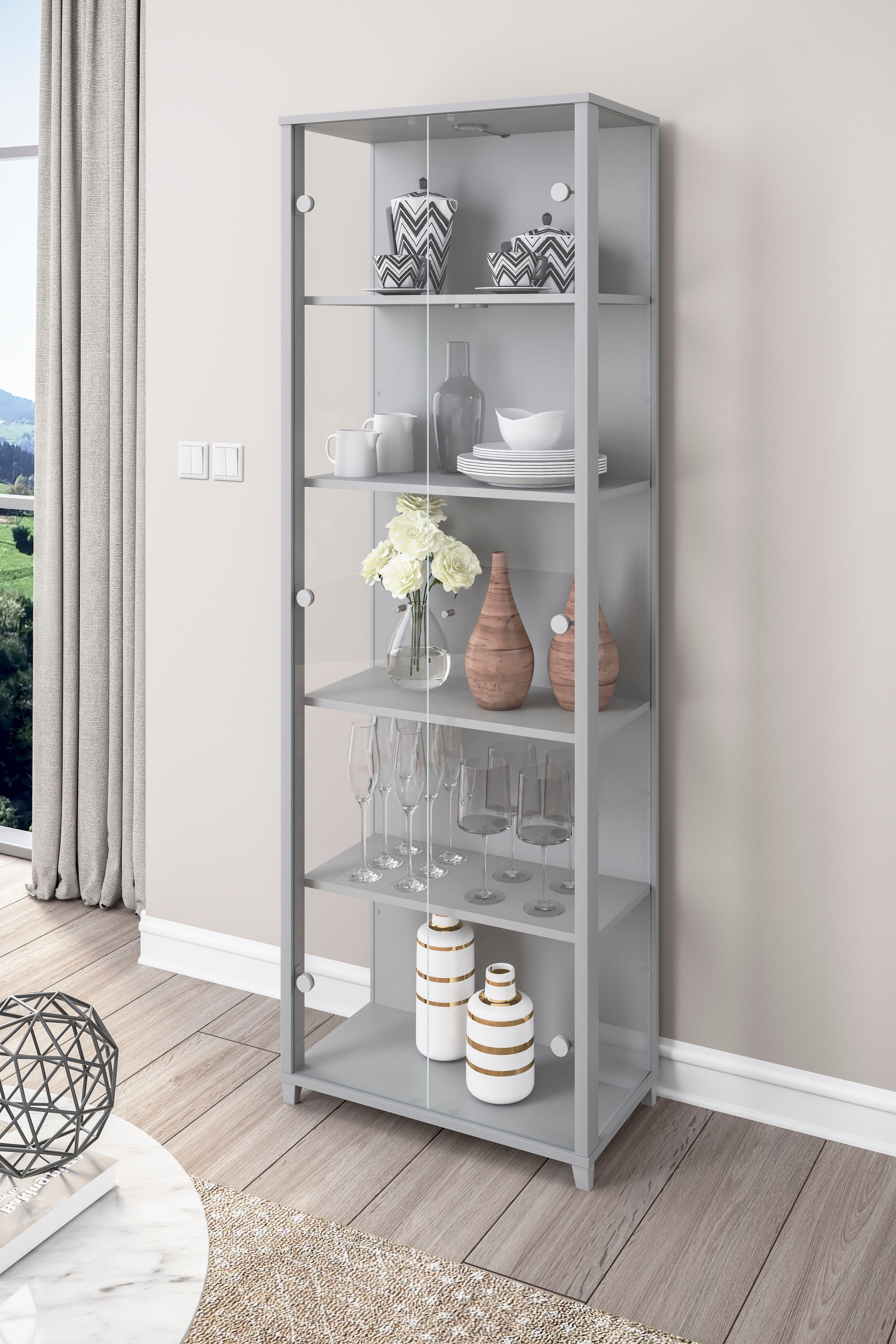 fif möbel Vitrine »OPTIMA«, Standvitrine, Vitrinenschrank, Glasvitrine, Sammlervitrine