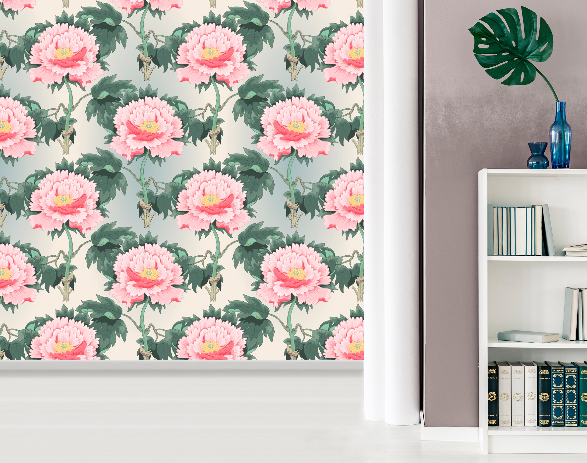 queence Vinyltapete »Stefan«, bedruckt-Motiv-botanisch-floral-gemustert-natürlich, 90x250cm, selbstklebend, kinderleichte Anbringung, Sticker