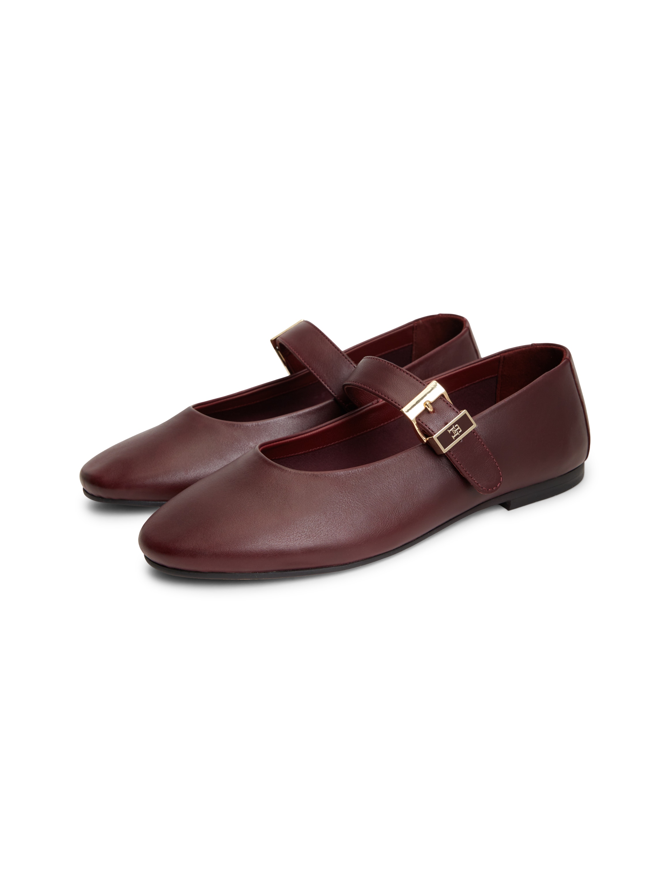 Tommy Hilfiger Riemchenballerina »TH BUCKLE LEATHER BALLERINA«  Businessschuh, mit verstellbarer Schnalle über den Rist, schmale Form.