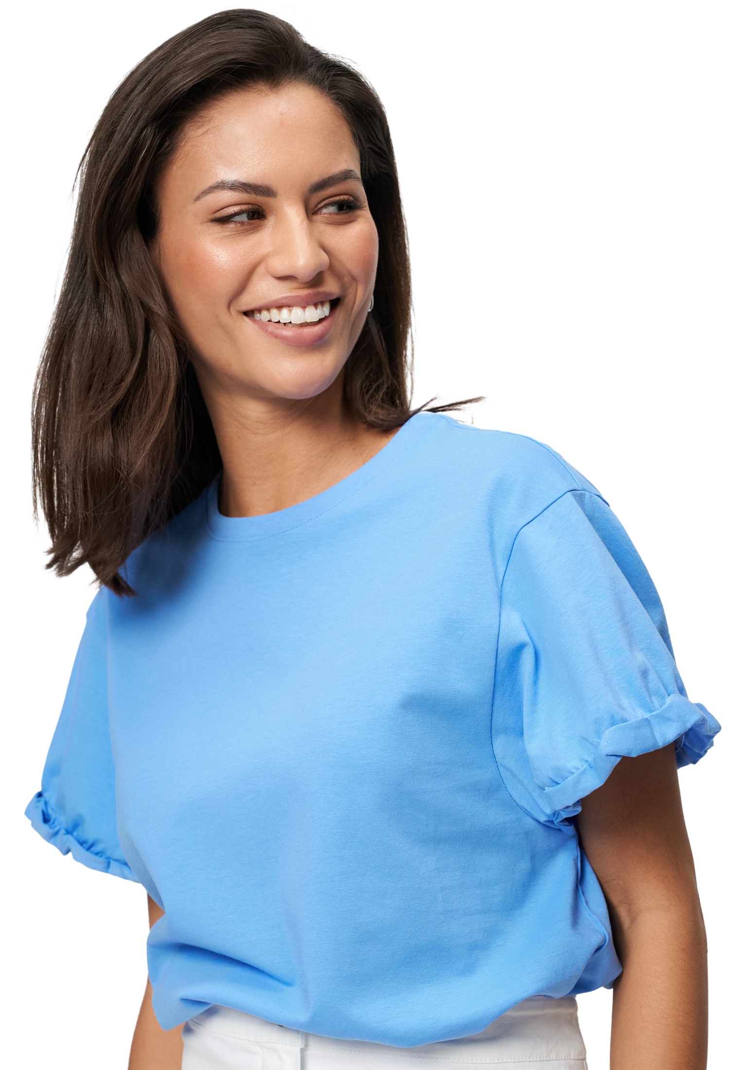 Zero Kurzarmshirt »Shirt mit Rüschen am Ärmel«